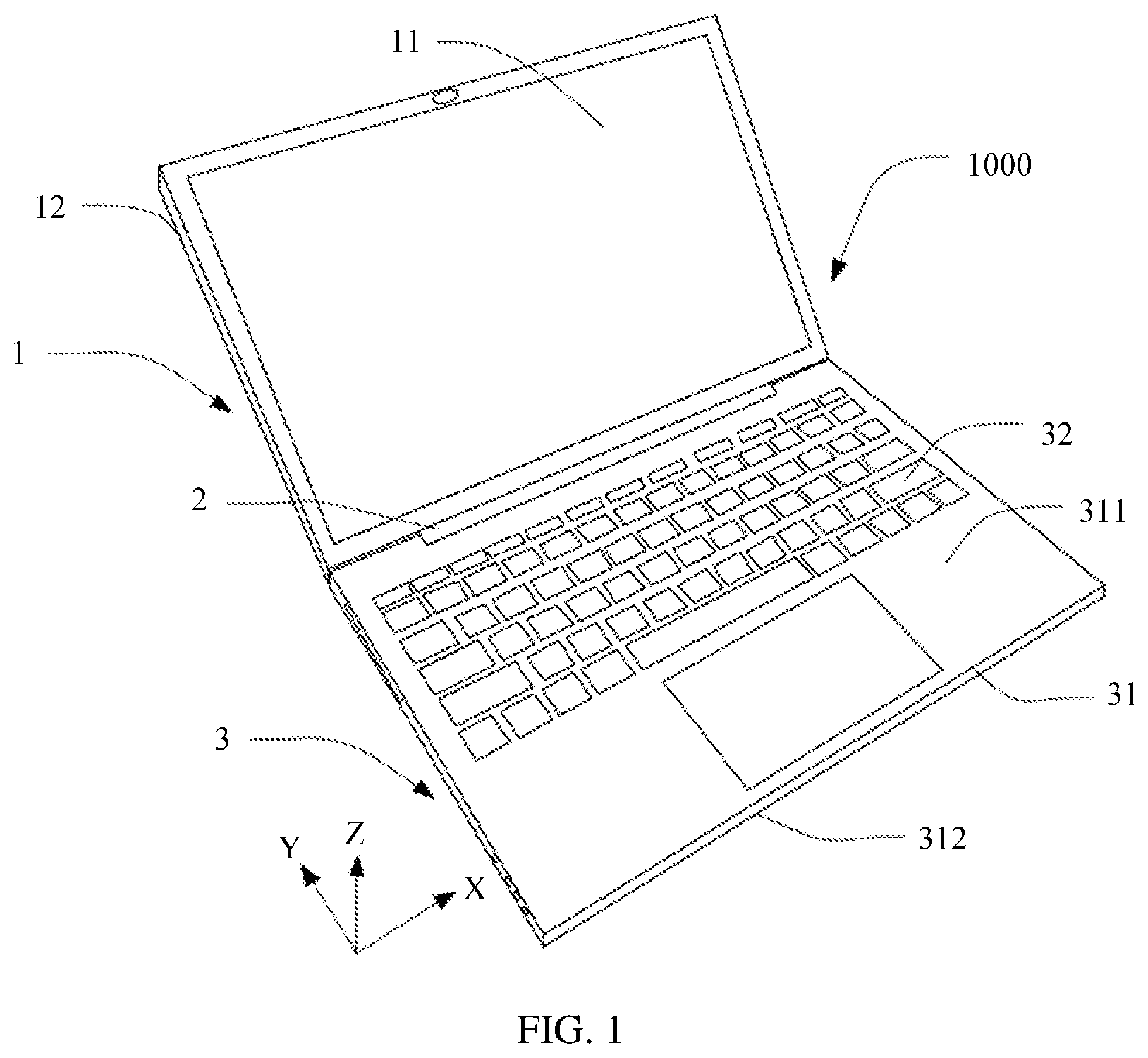 Patent US12129860 Figure 1 – Fan and electronic device