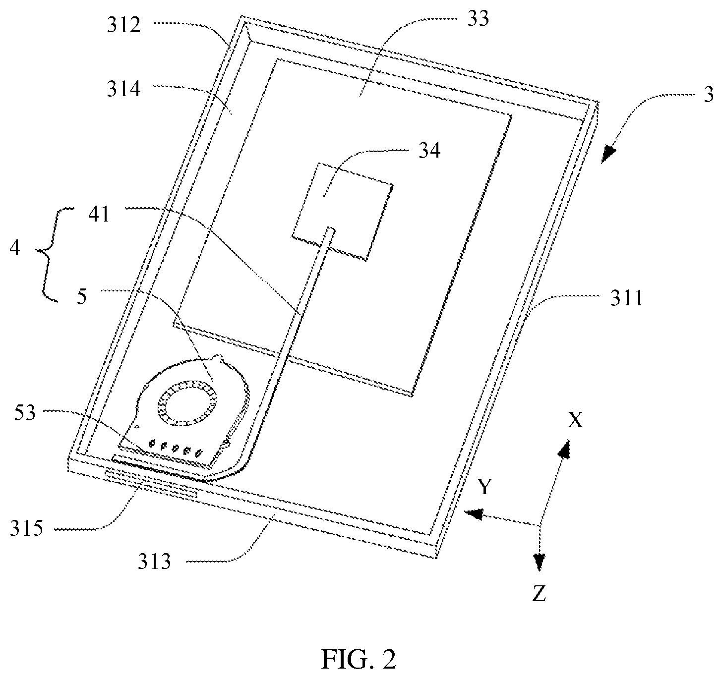 Patent US12129860 Figure 2 – Fan and electronic device