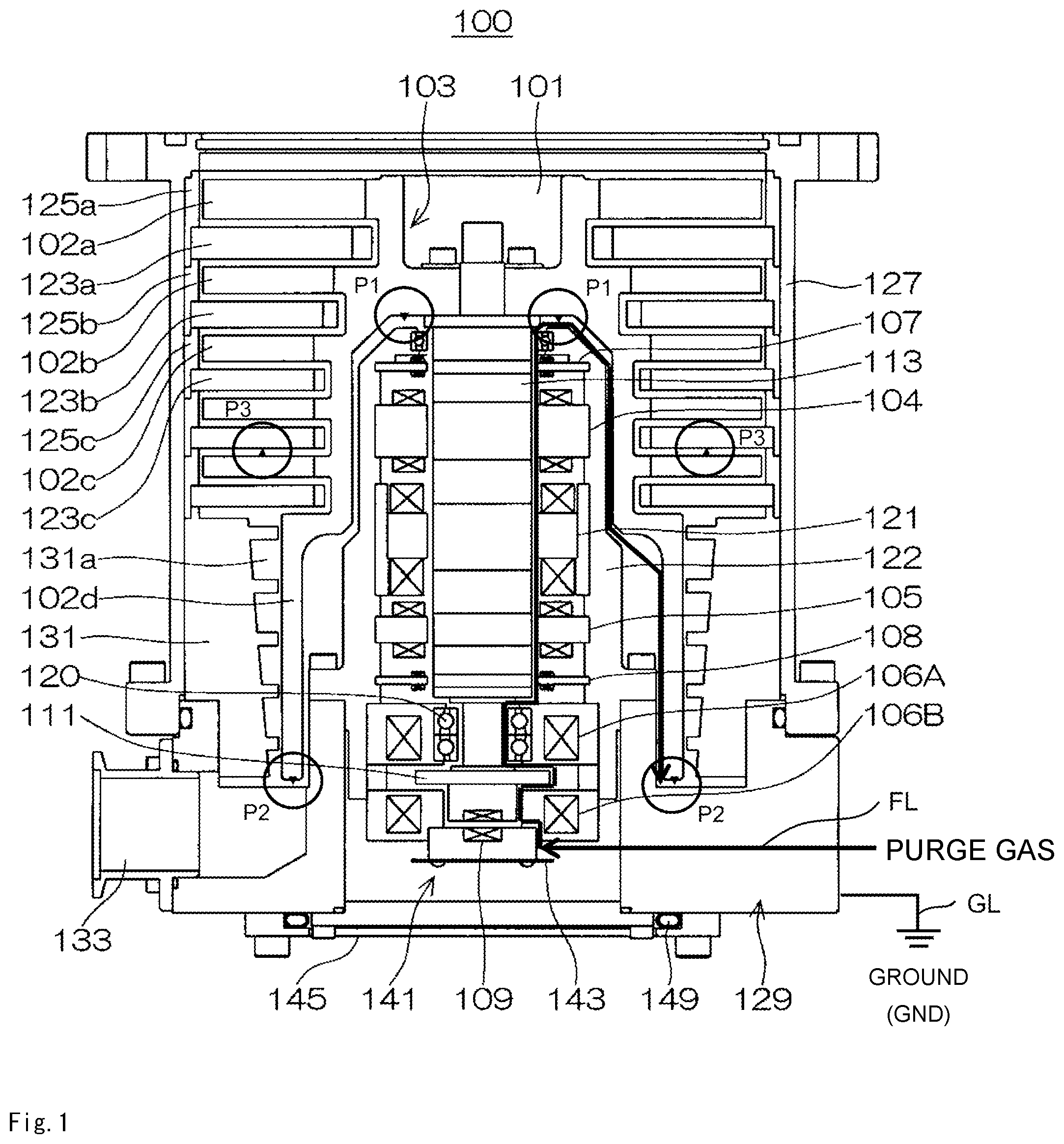 Patent US12129861 Figure 1 – Vacuum pump and rotating body for vacuum pump