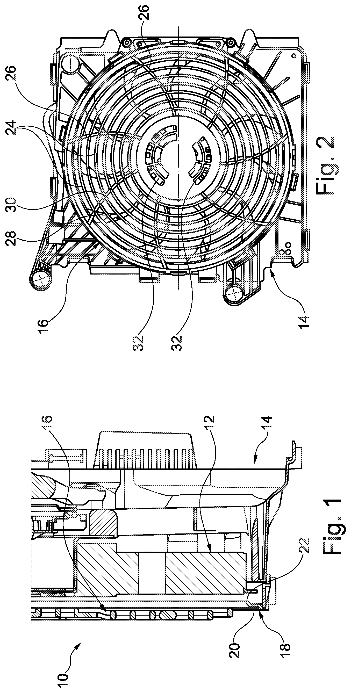 Patent US12129867 Figure 1 – Fan for a heat exchanger of a vehicle