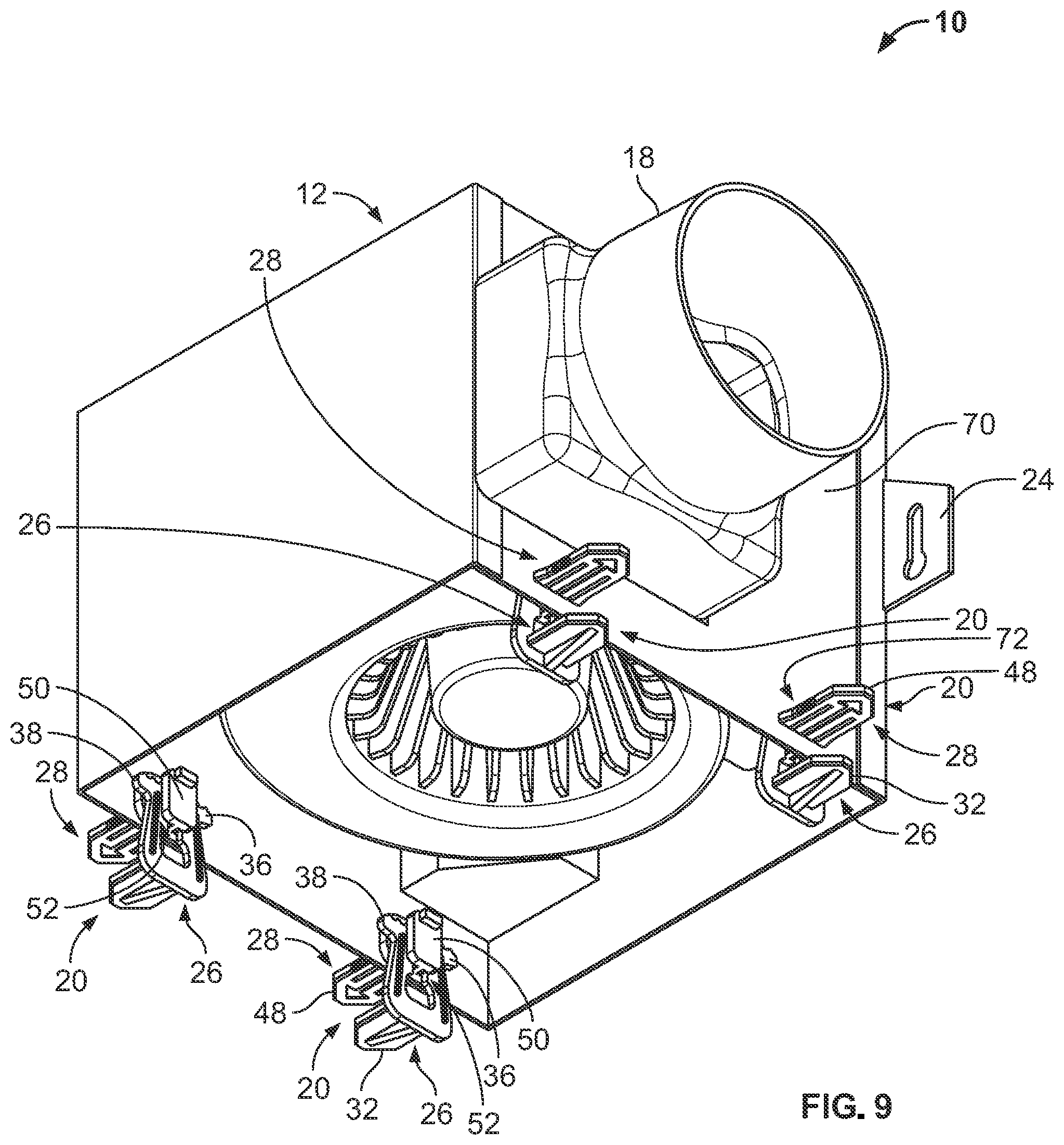 Patent US12129869 Figure 9 – Ventilation fan installation system