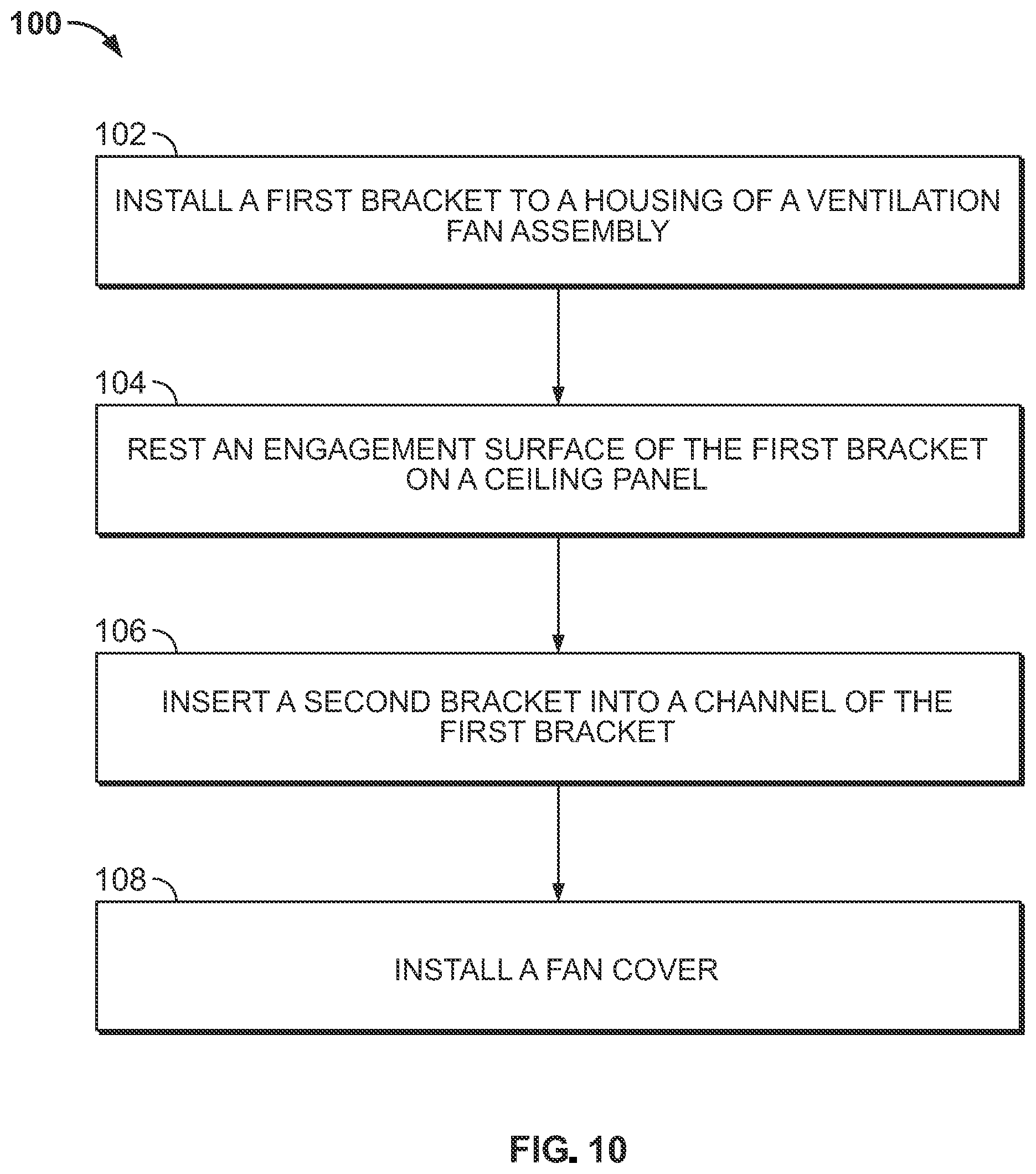 Patent US12129869 Figure 10 – Ventilation fan installation system