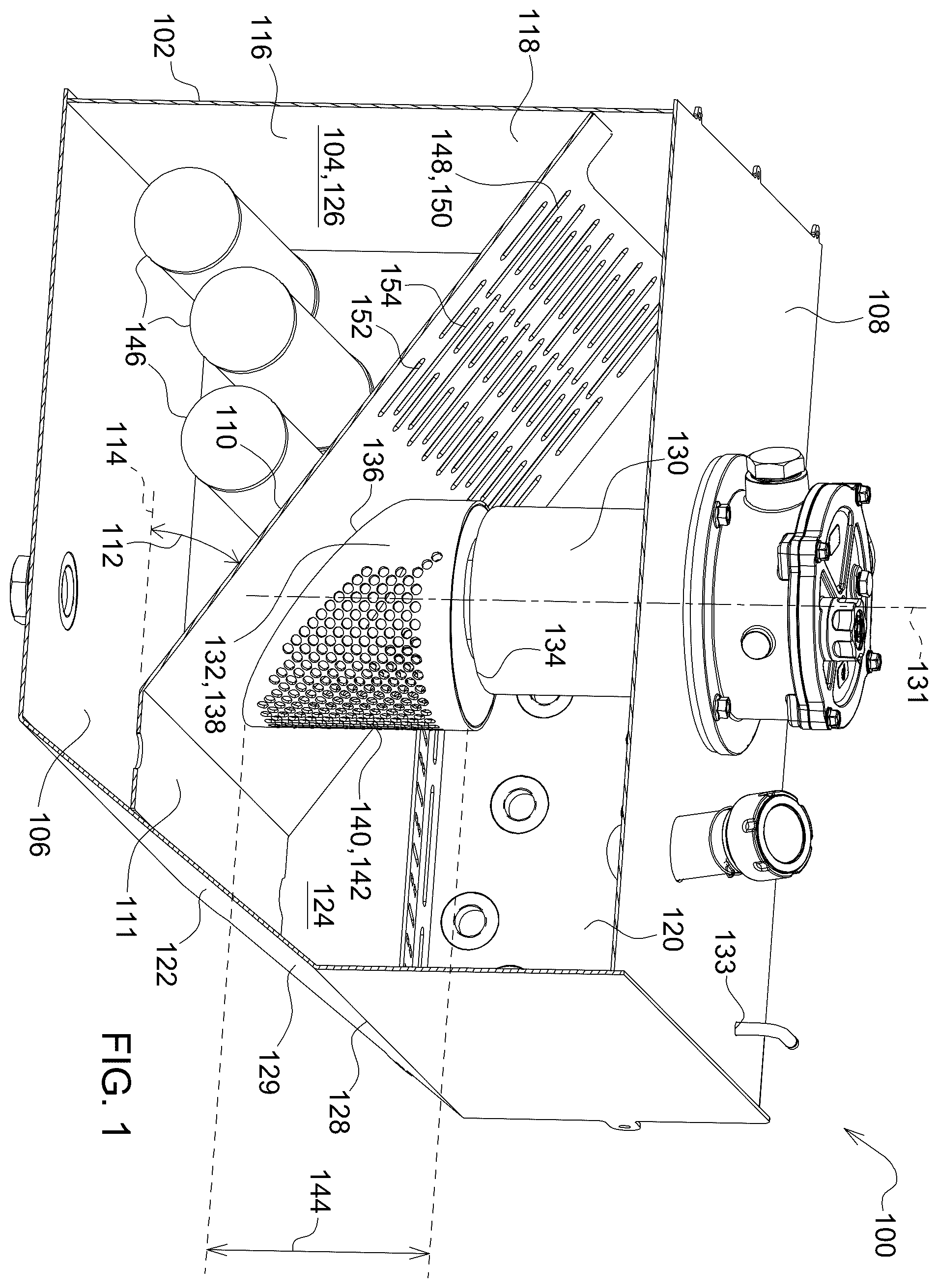 Patent US12129872 Figure 1 – Apparatuses and methods for de-aeration of a liquid