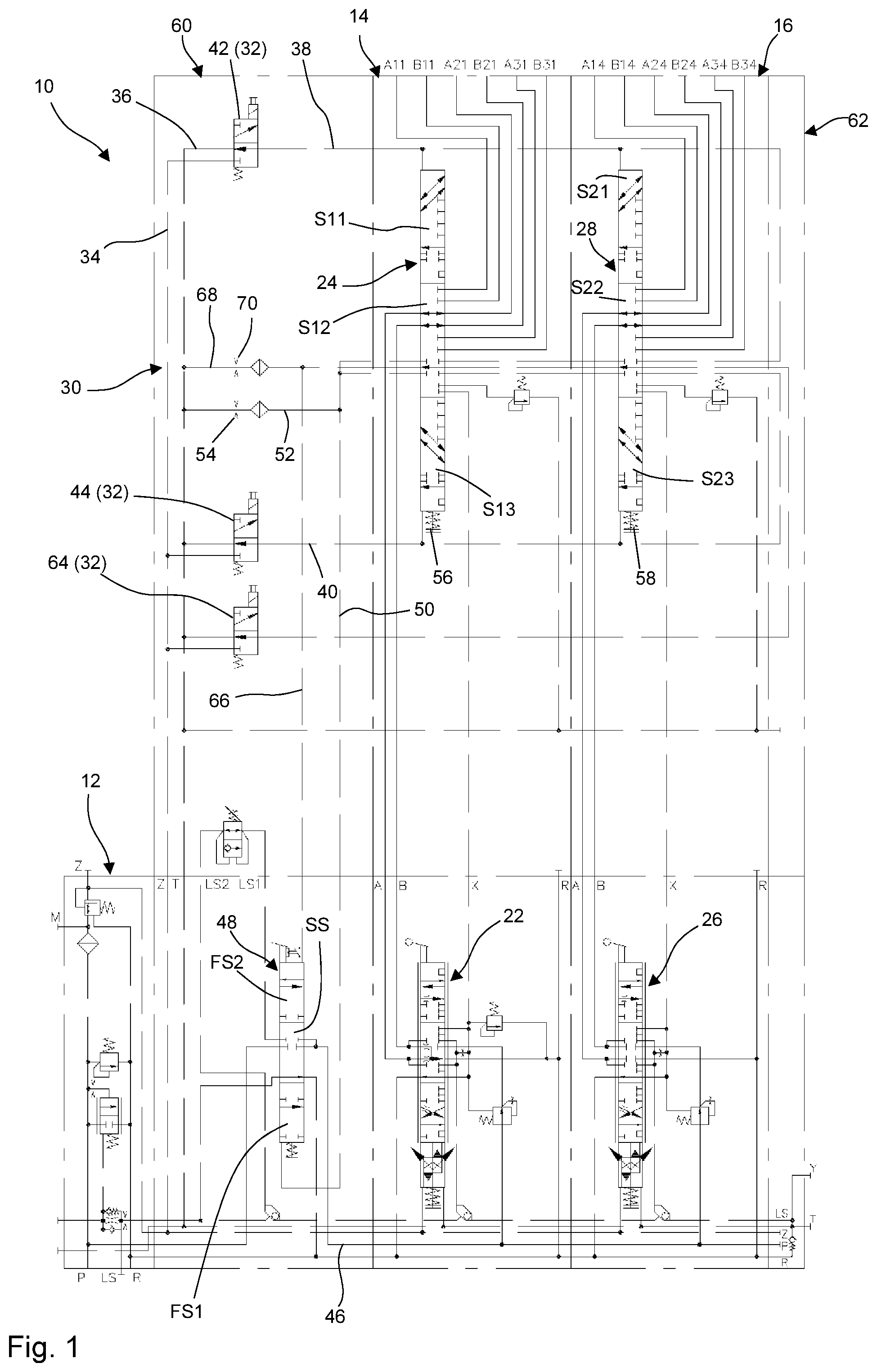 Patent US12129873 Figure 1 – Hydraulic valve assembly