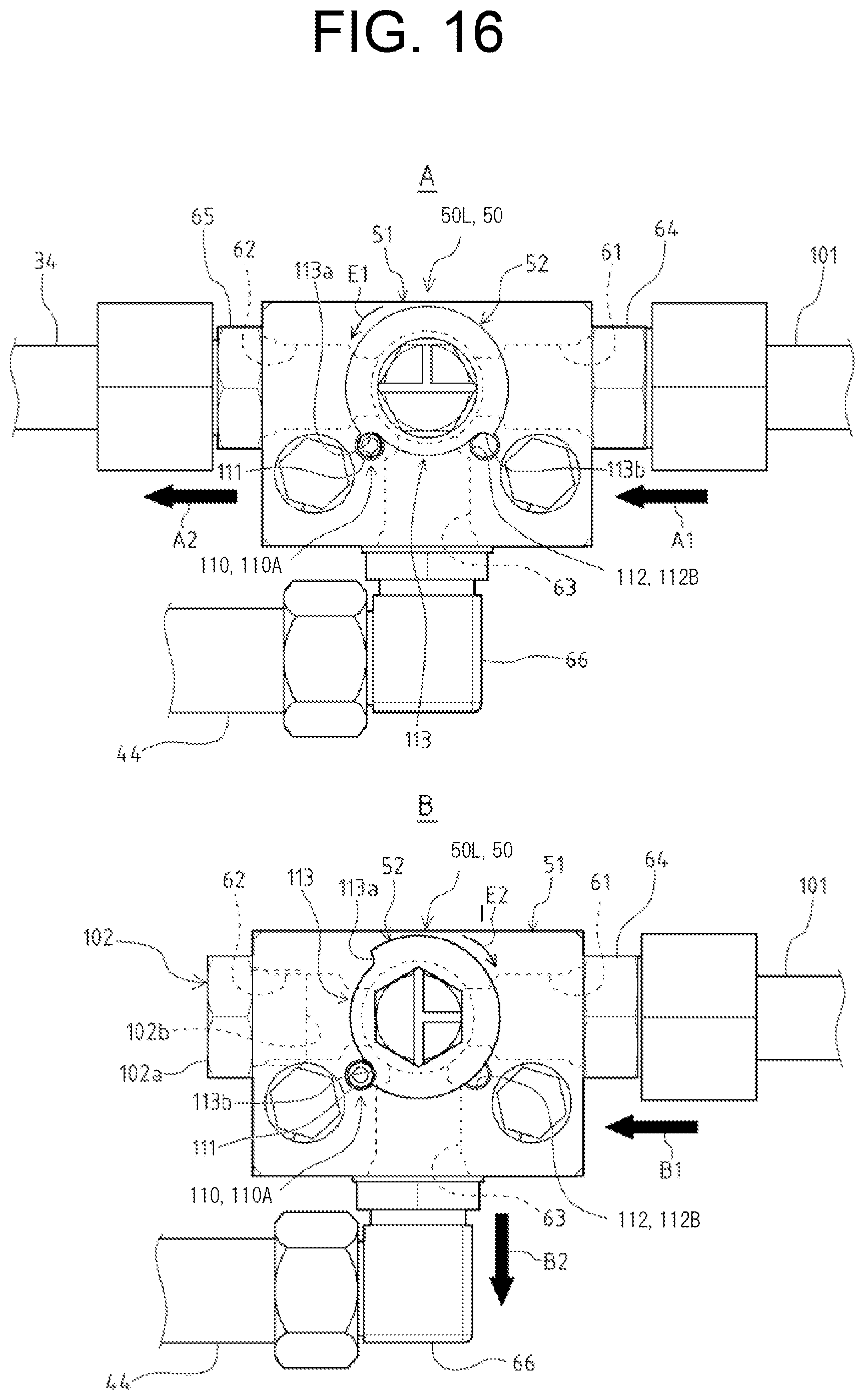 Patent US12129875 Figure 16 – Flow path switching valve, and construction machine equipped with same