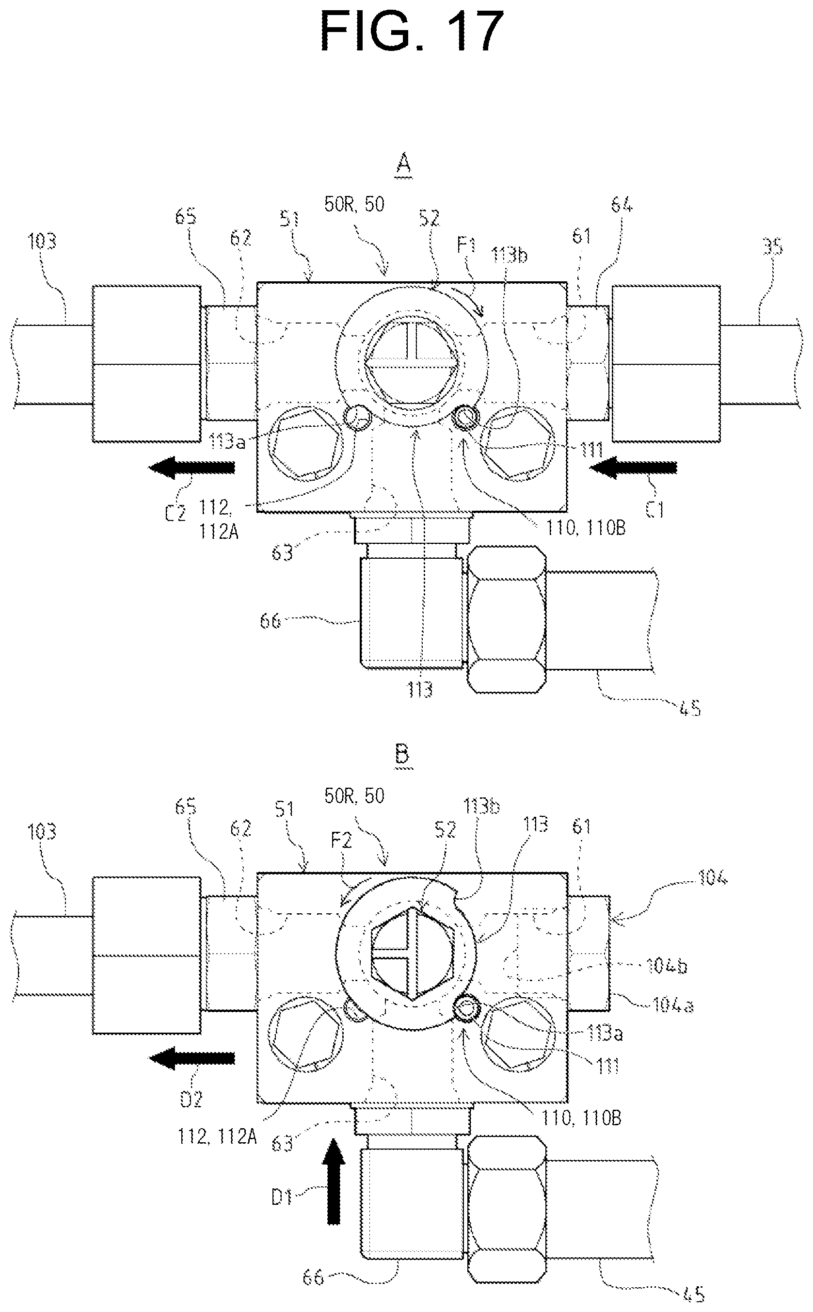 Patent US12129875 Figure 17 – Flow path switching valve, and construction machine equipped with same