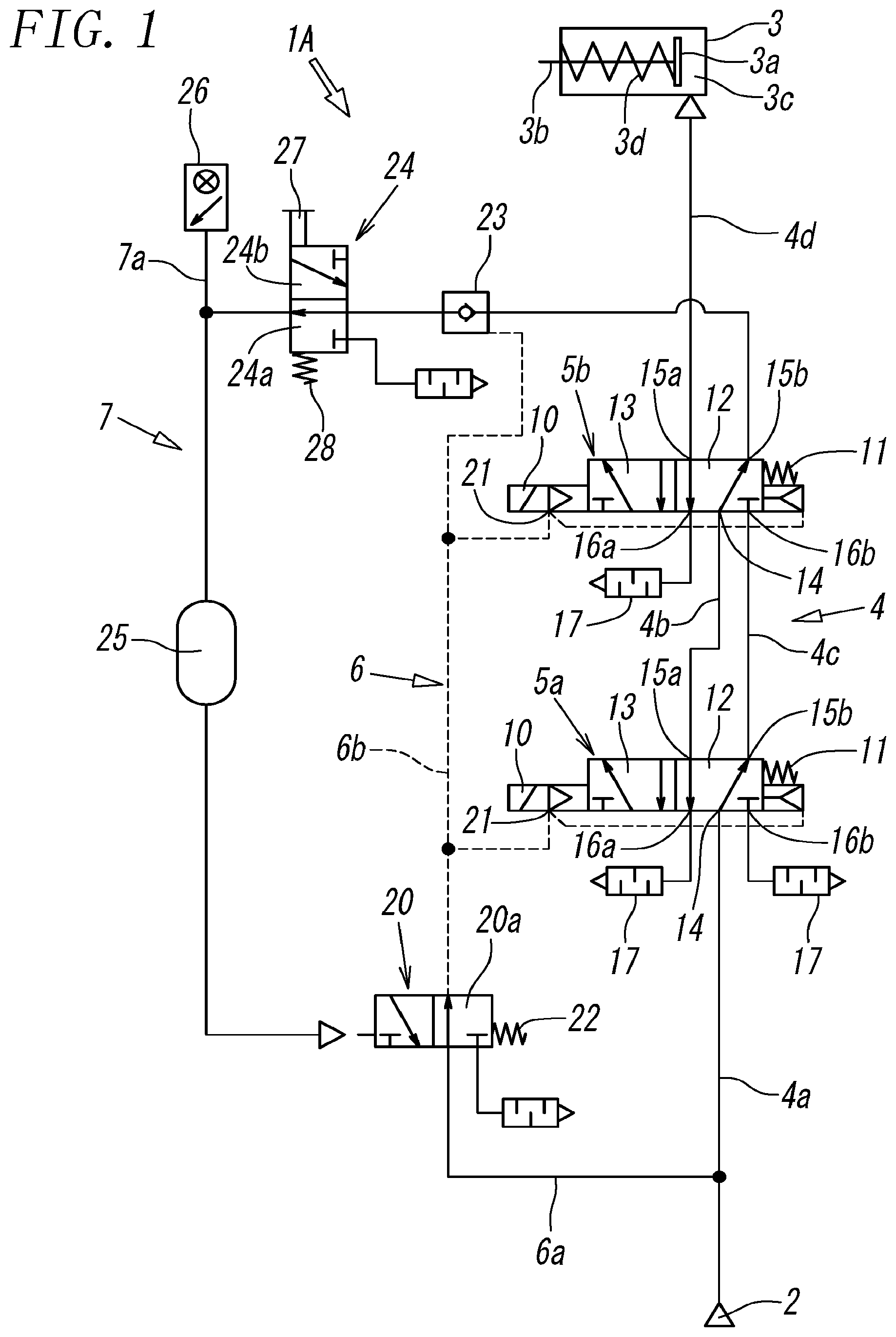 Patent US12129878 Figure 1 – Air control circuit equipped with safety feature
