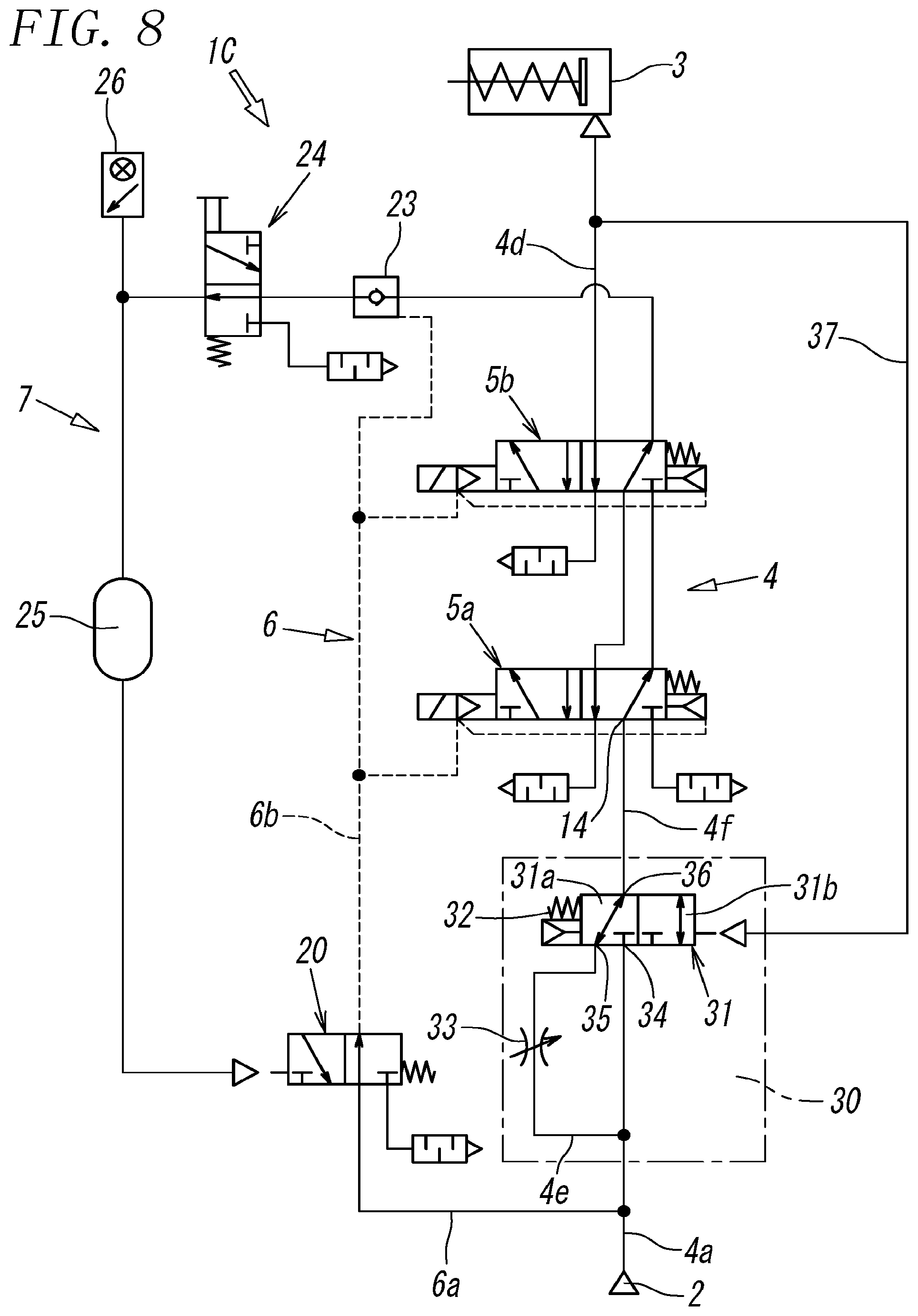 Patent US12129878 Figure 7 – Air control circuit equipped with safety feature