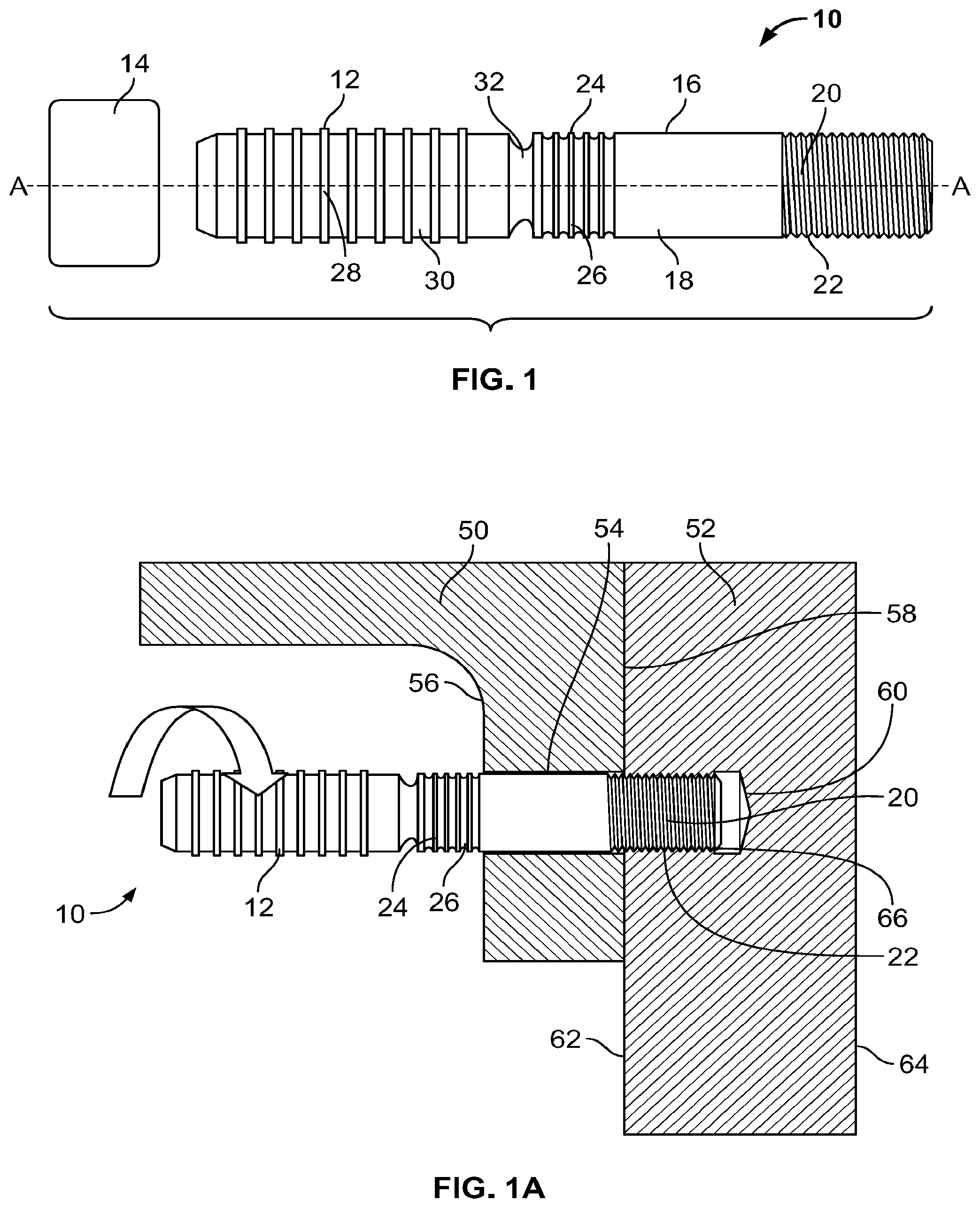 Patent US12129881 Figure 1 – Preload controlled stud lockbolt