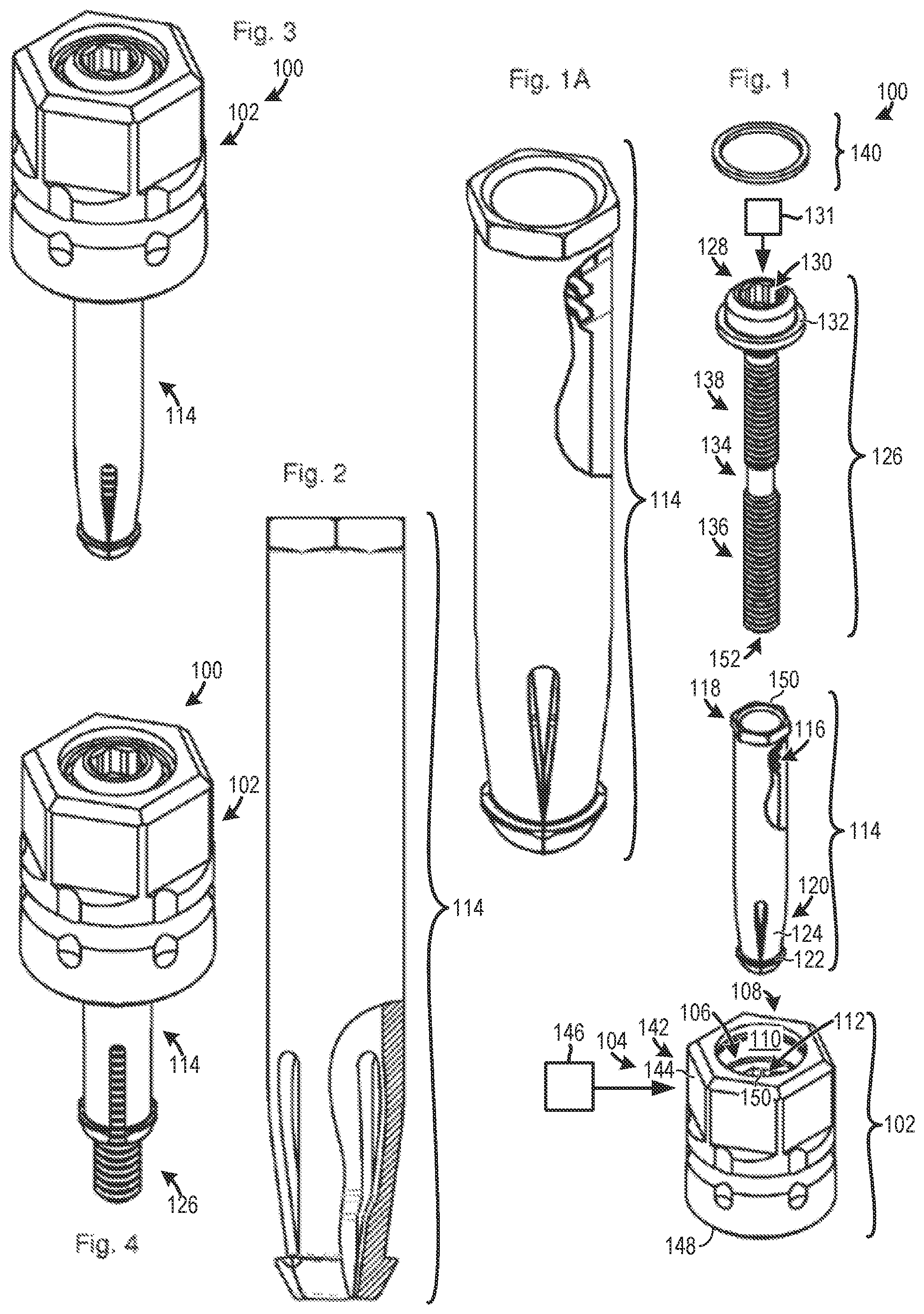 Patent US12129882 Figure 1 – One piece screws for, and methods for making and using, blind side fasteners and systems with free spin feature