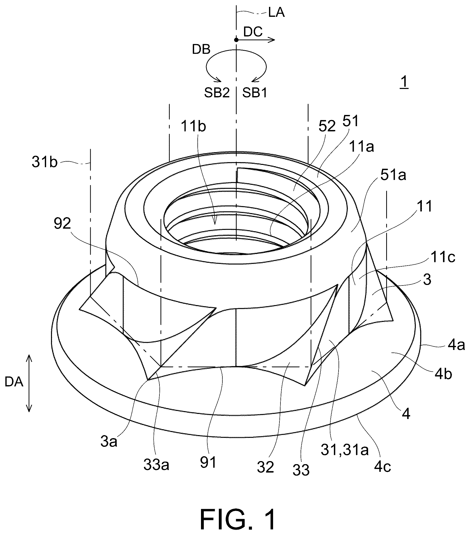 Patent US12129883 Figure 1 – Security nut and security bolt