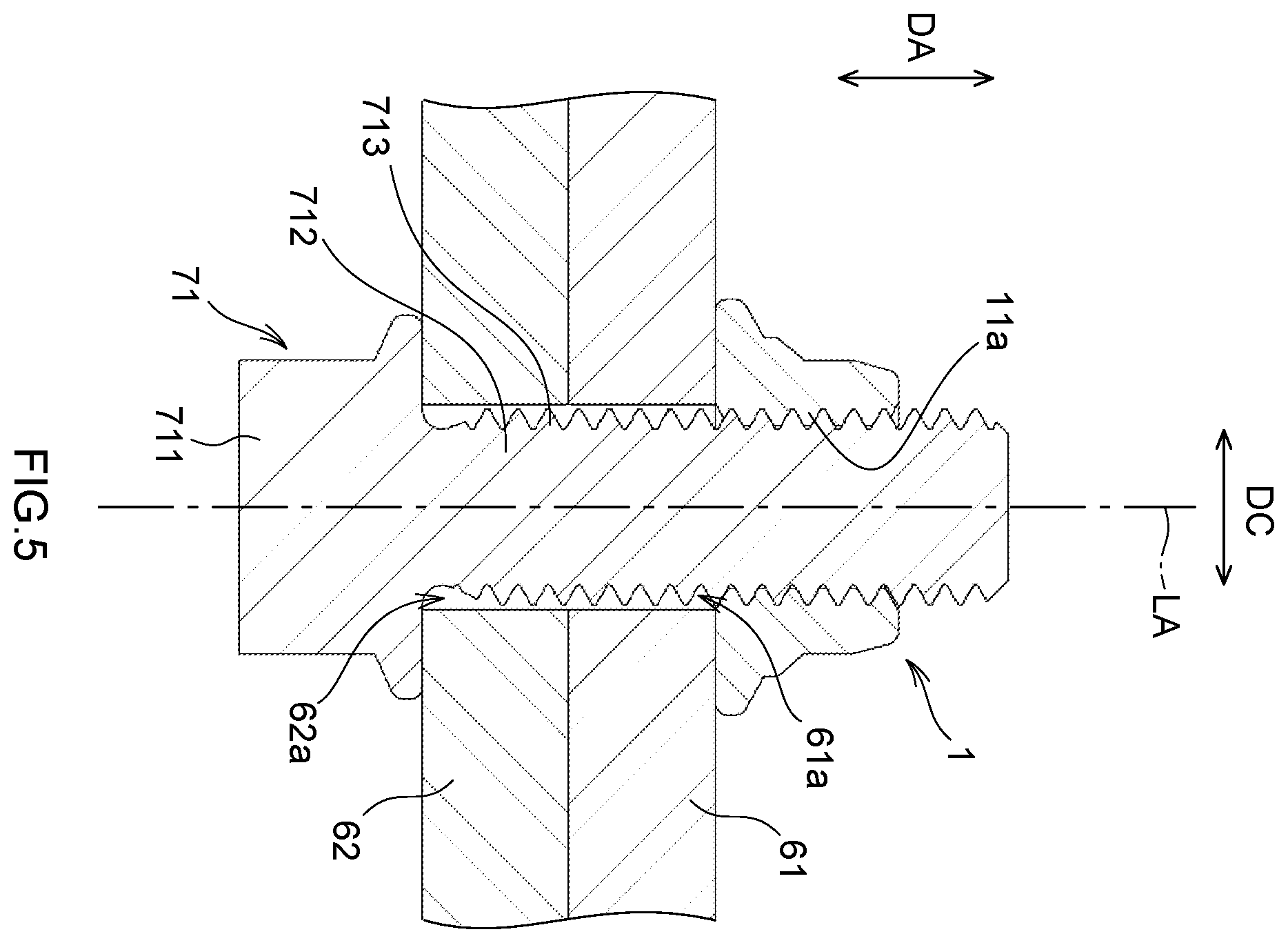 Patent US12129883 Figure 5 – Security nut and security bolt