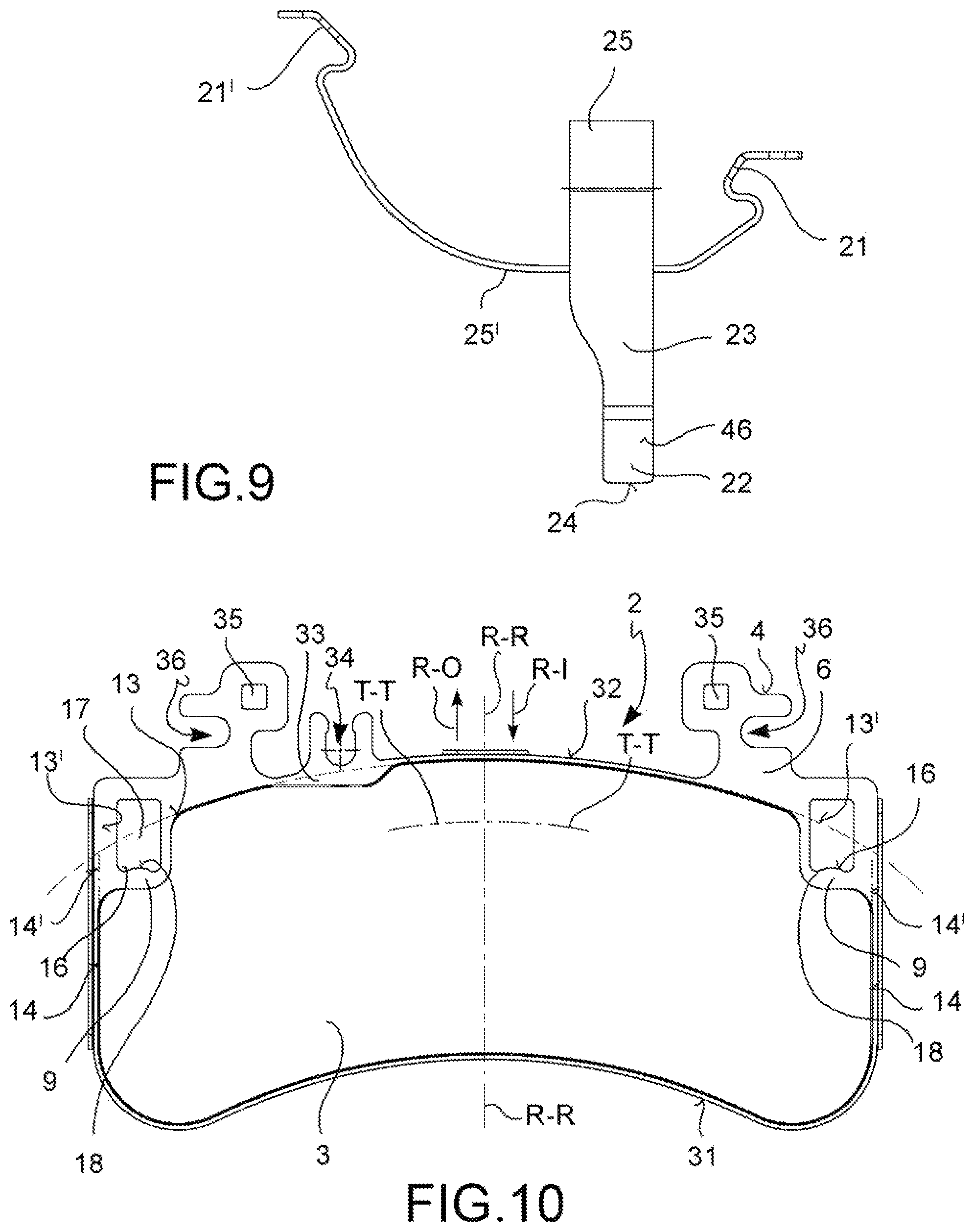 Patent US12129898 Figure 6 – Pad-and-spring assembly for a brake caliper