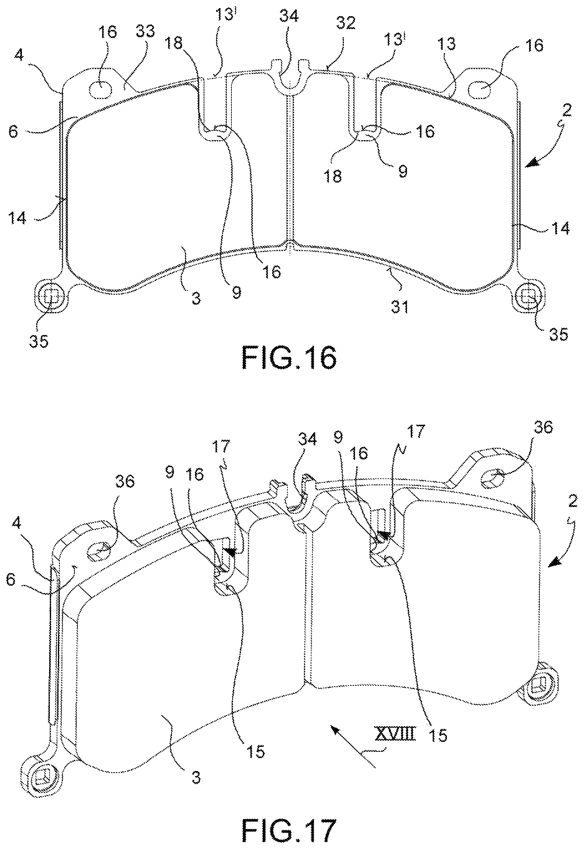 Patent US12129898 Figure 10 – Pad-and-spring assembly for a brake caliper