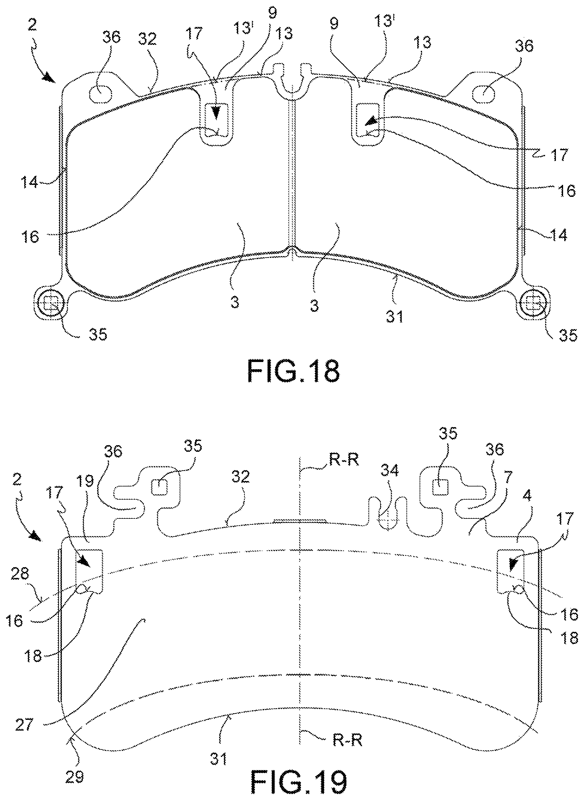 Patent US12129898 Figure 11 – Pad-and-spring assembly for a brake caliper