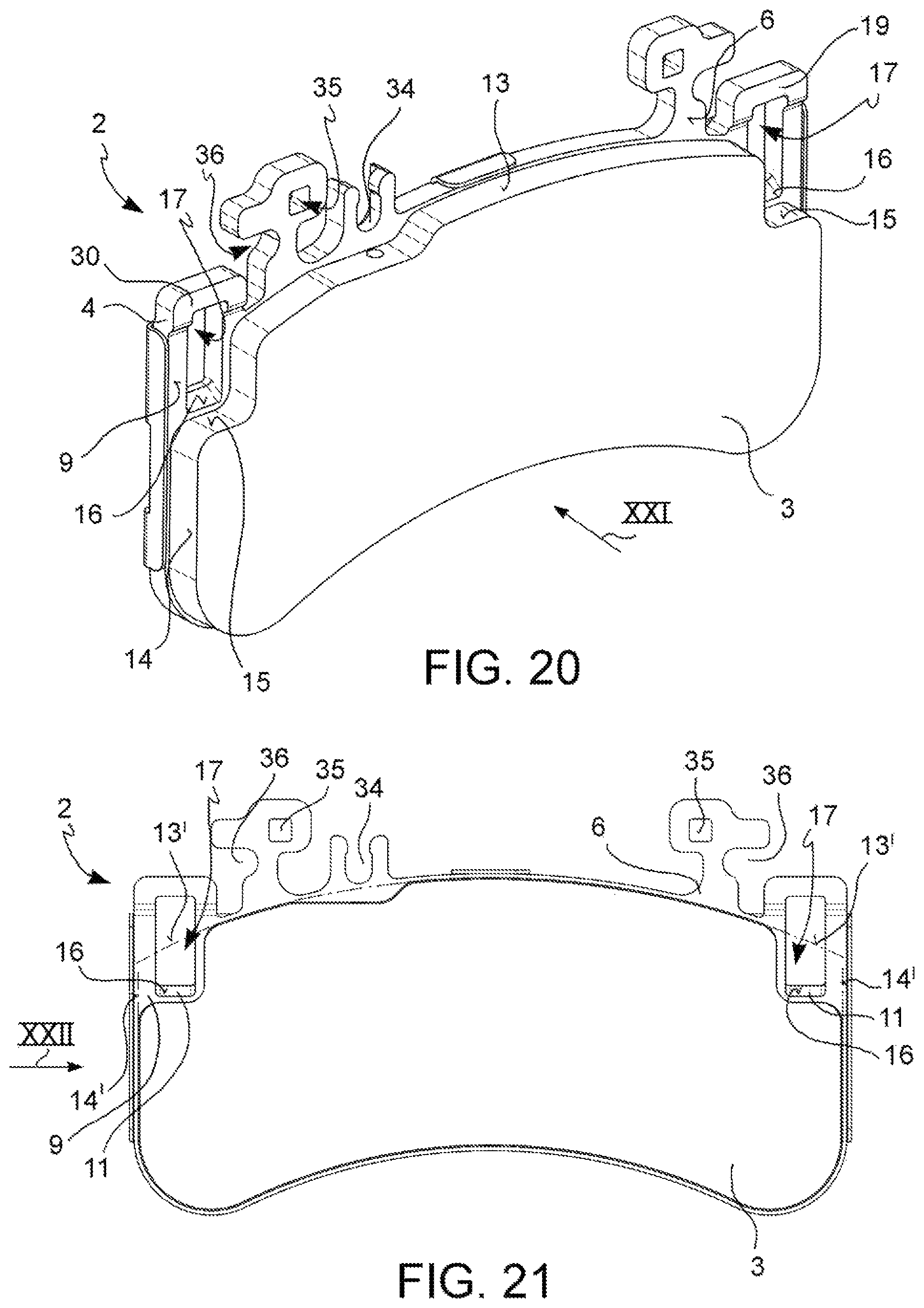 Patent US12129898 Figure 12 – Pad-and-spring assembly for a brake caliper