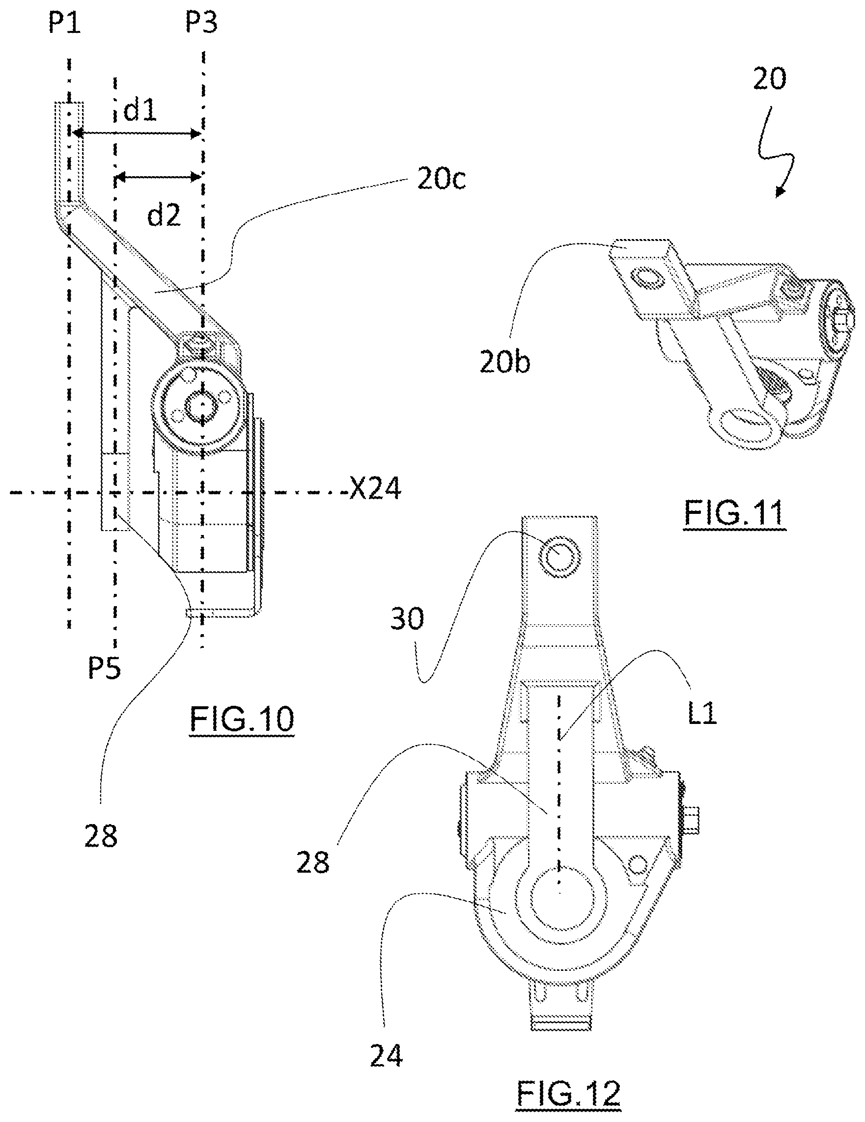 Patent US12129899 Figure 6 – Brake lever for a drum brake arrangement, said brake lever being designed for transmitting the movement of a cylinder rod to a brake shaft