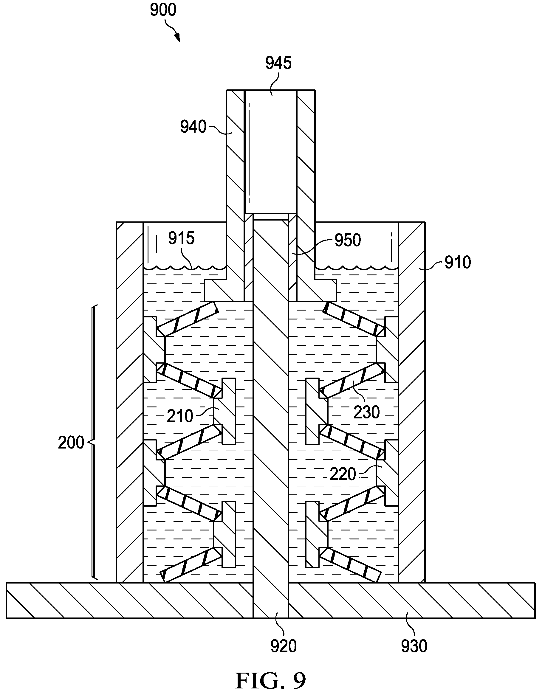 Patent US12129902 Figure 9 – Stacked disk spring vibration isolator with increased lateral load capacity