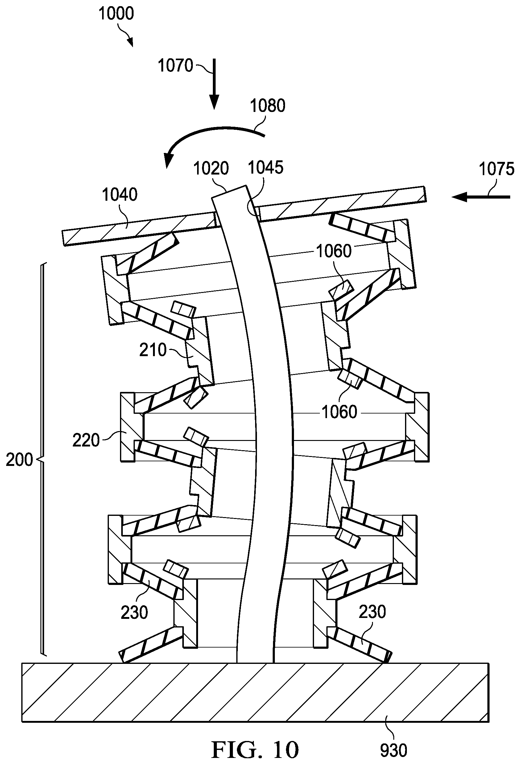 Patent US12129902 Figure 10 – Stacked disk spring vibration isolator with increased lateral load capacity