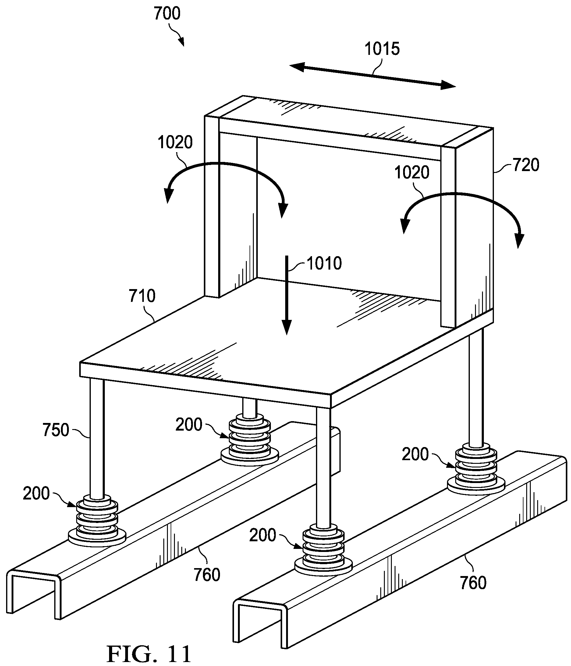 Patent US12129902 Figure 11 – Stacked disk spring vibration isolator with increased lateral load capacity