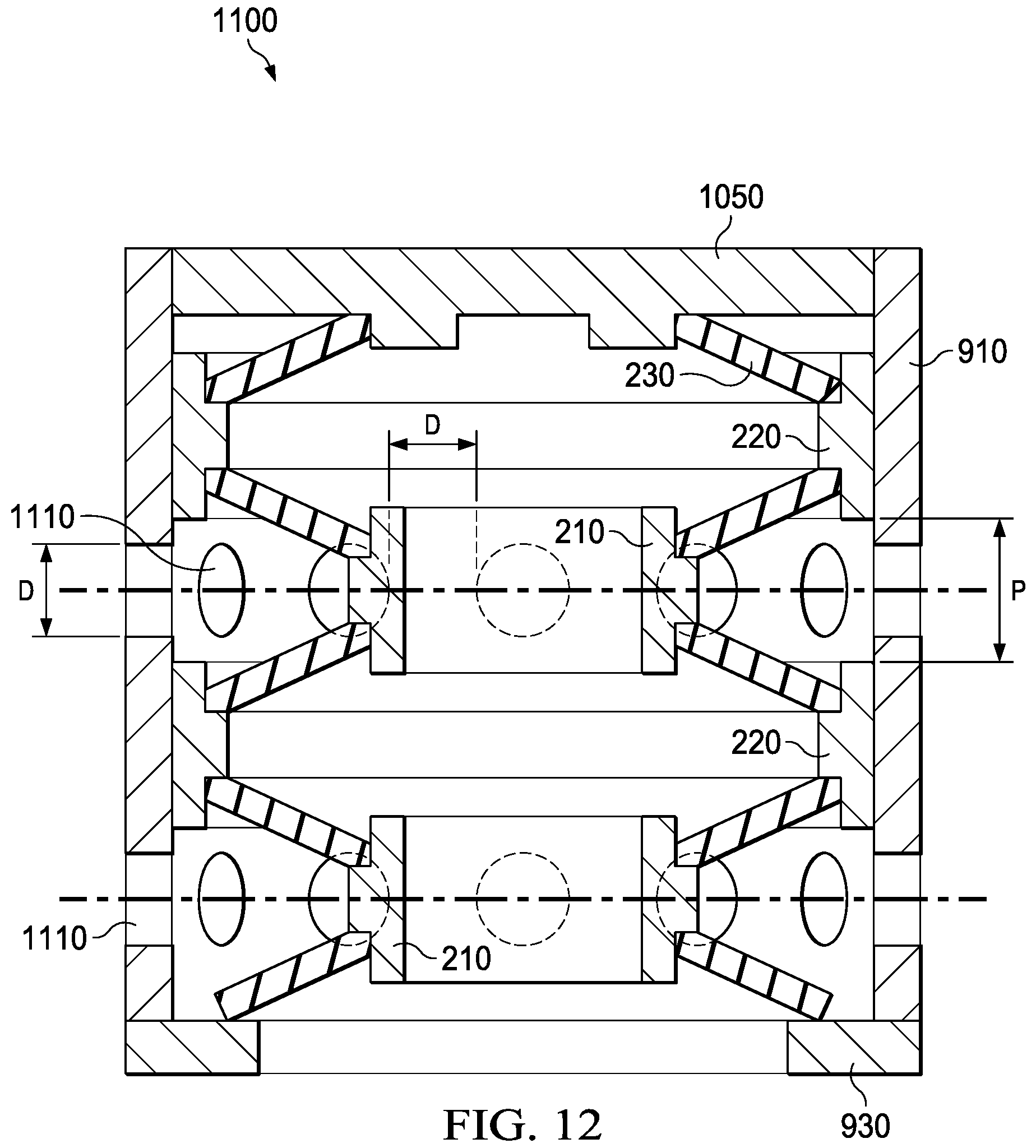 Patent US12129902 Figure 12 – Stacked disk spring vibration isolator with increased lateral load capacity