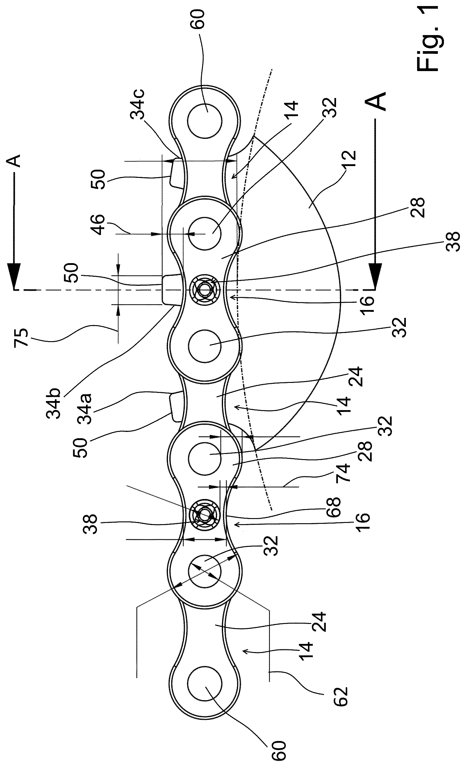 Patent US12129910 — Drive chain and method for manufacturing a drive-chain — Figure 1