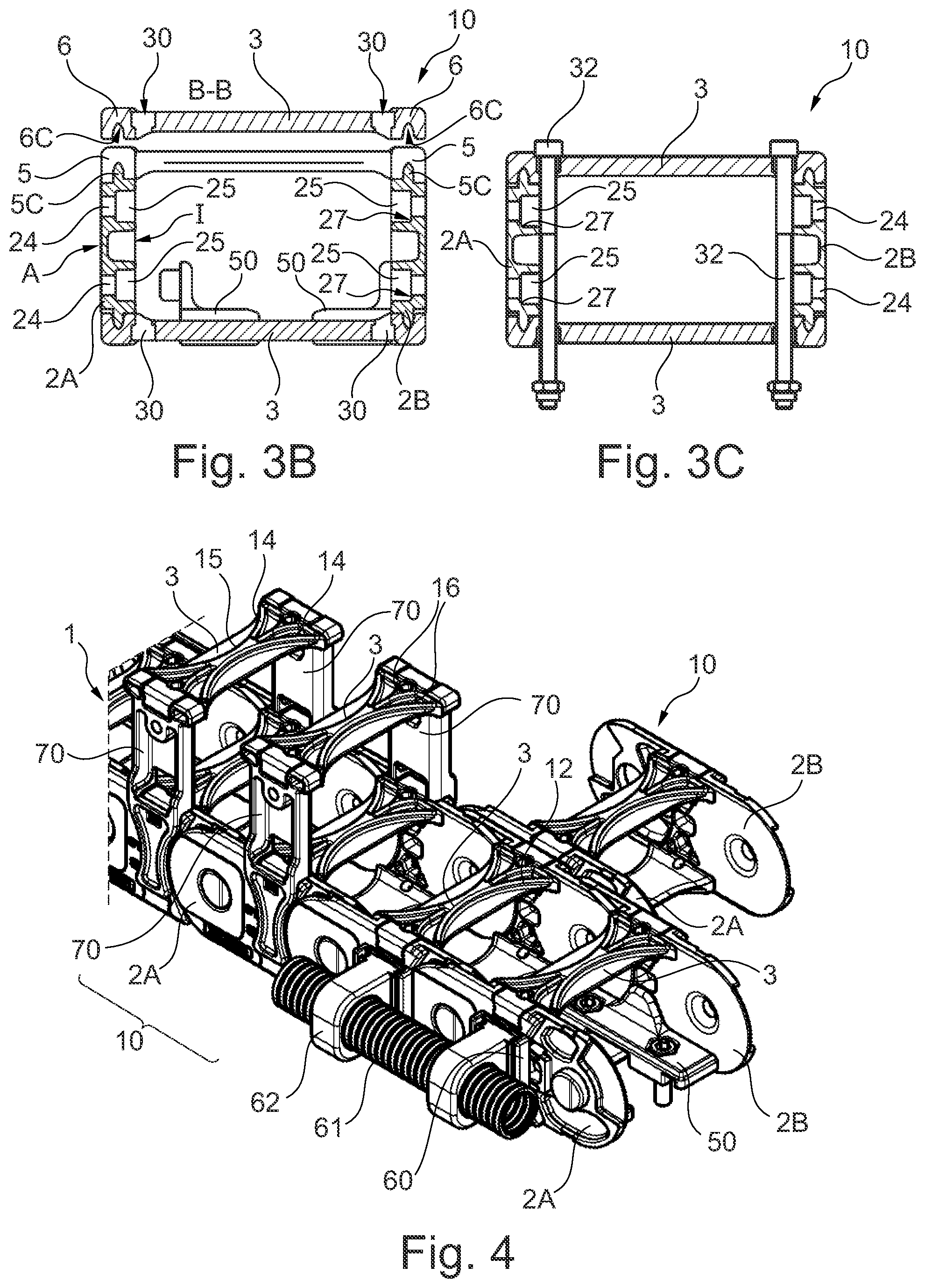 Patent US12129911 Figure 3 – Multi-part chain link of an energy chain, and transverse connecting piece and side plate therefor