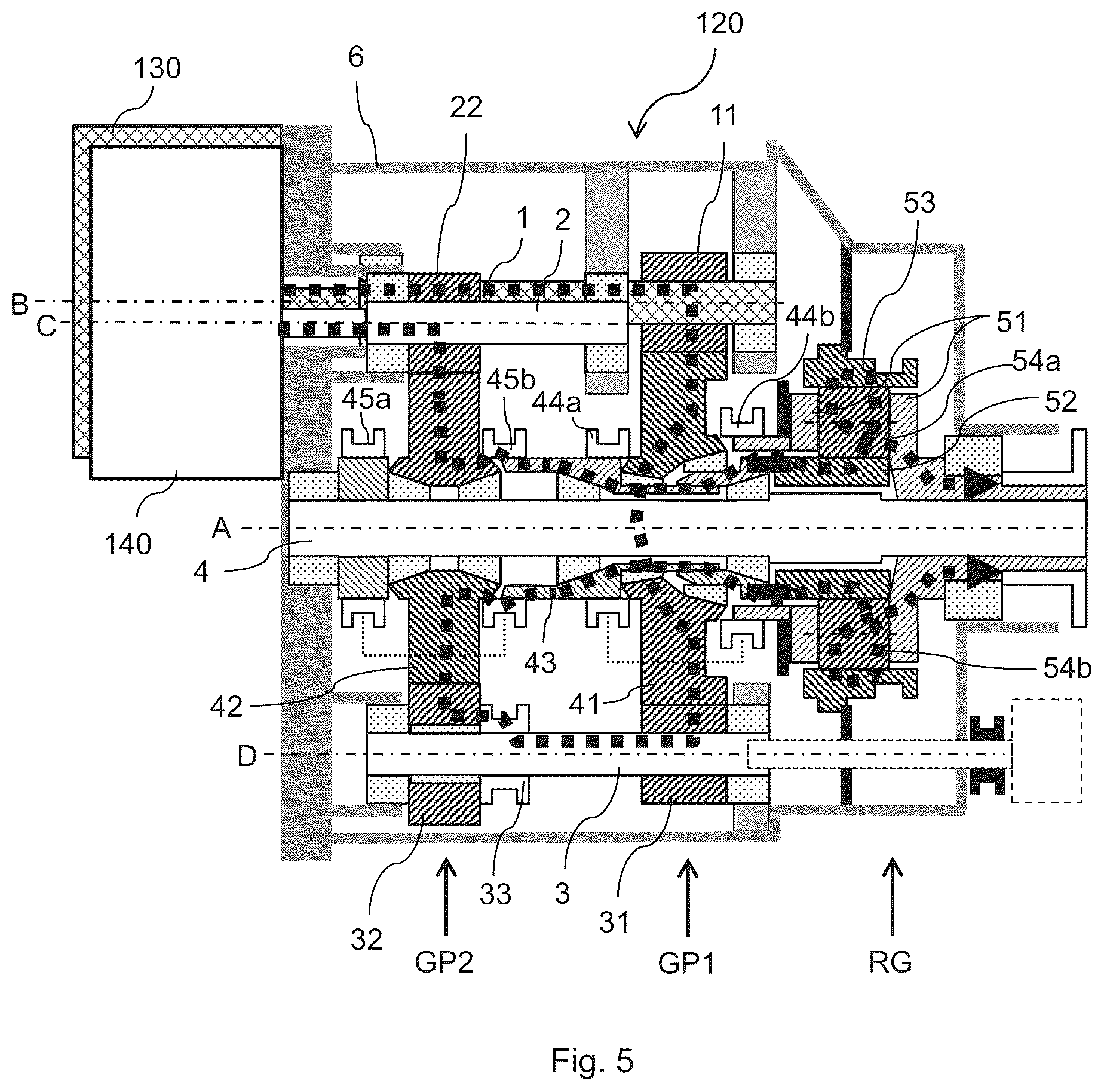 Patent US12129914 Figure 5 – Transmission, a powertrain and a vehicle