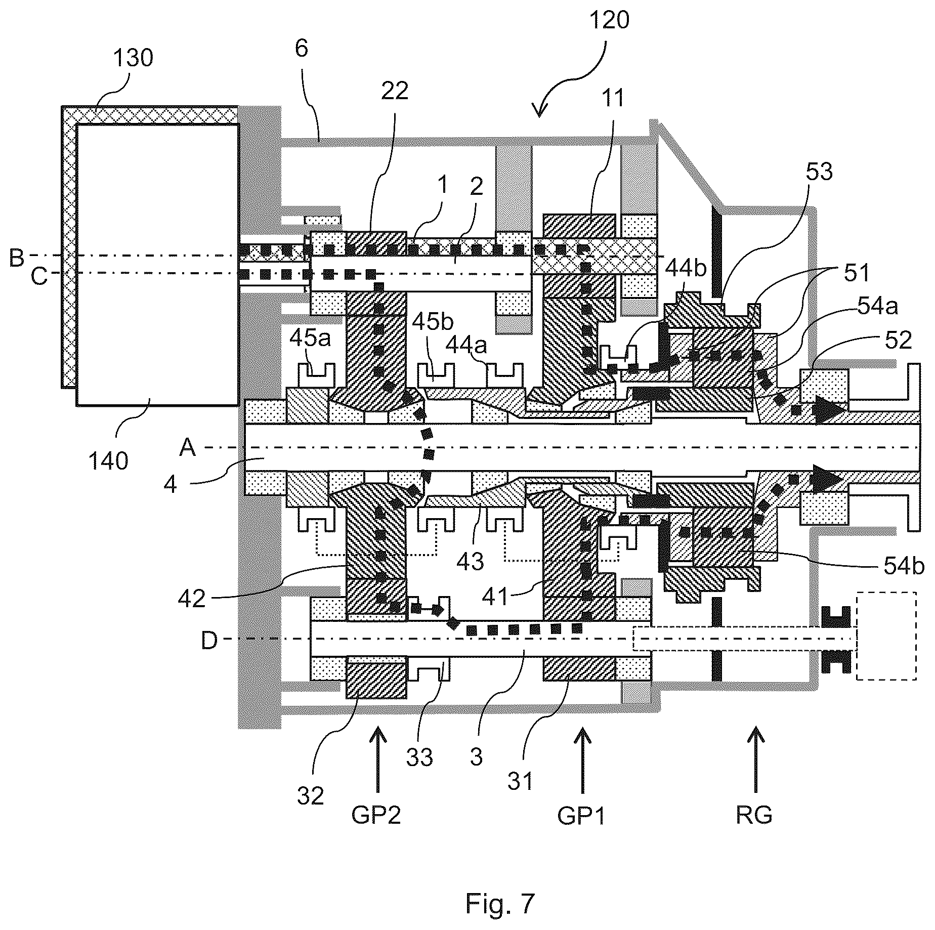 Patent US12129914 Figure 7 – Transmission, a powertrain and a vehicle