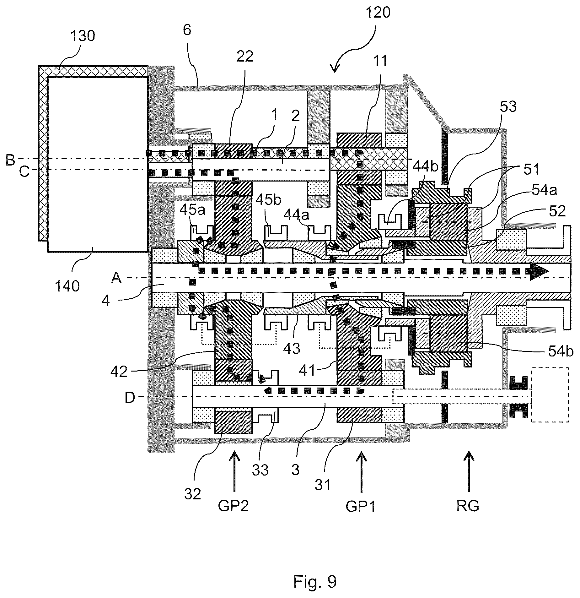 Patent US12129914 Figure 9 – Transmission, a powertrain and a vehicle