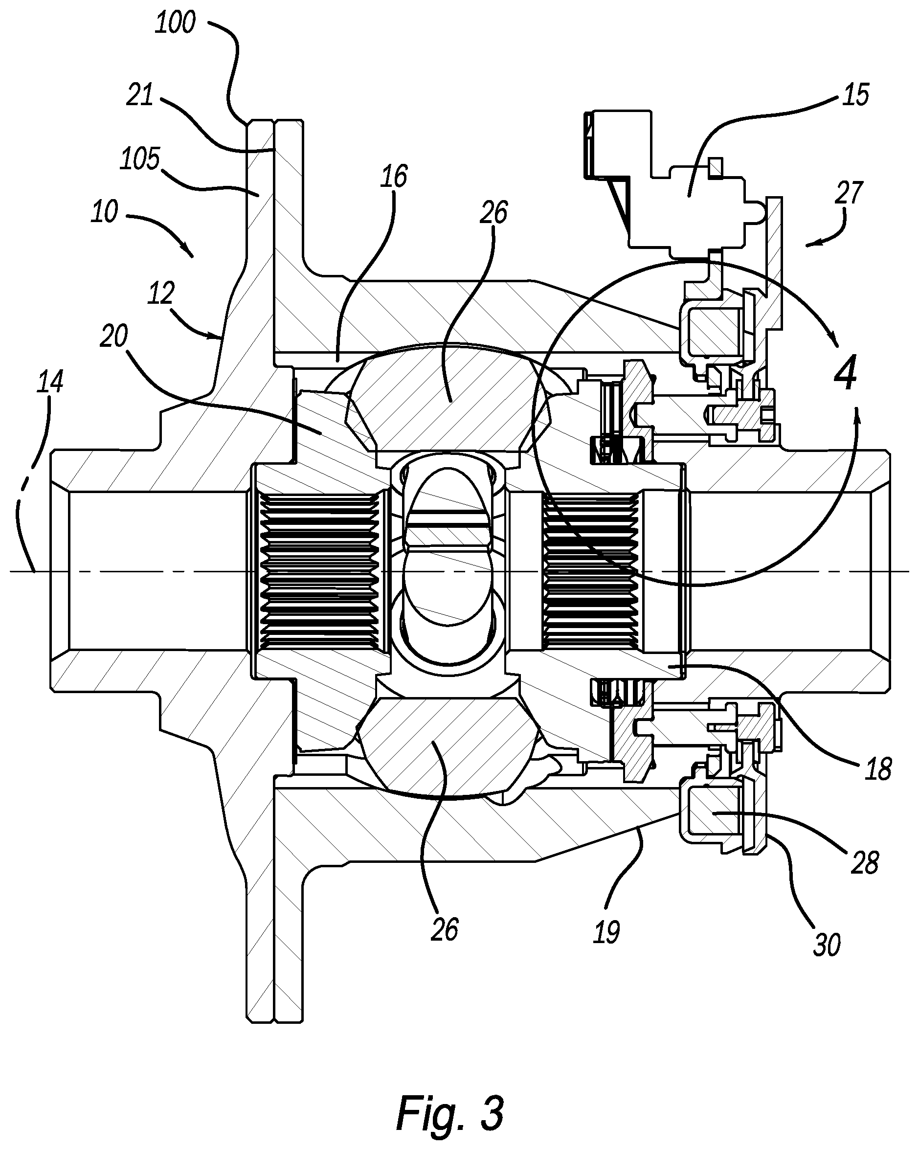 Patent US12129915 Figure 3 – Locking differential assembly