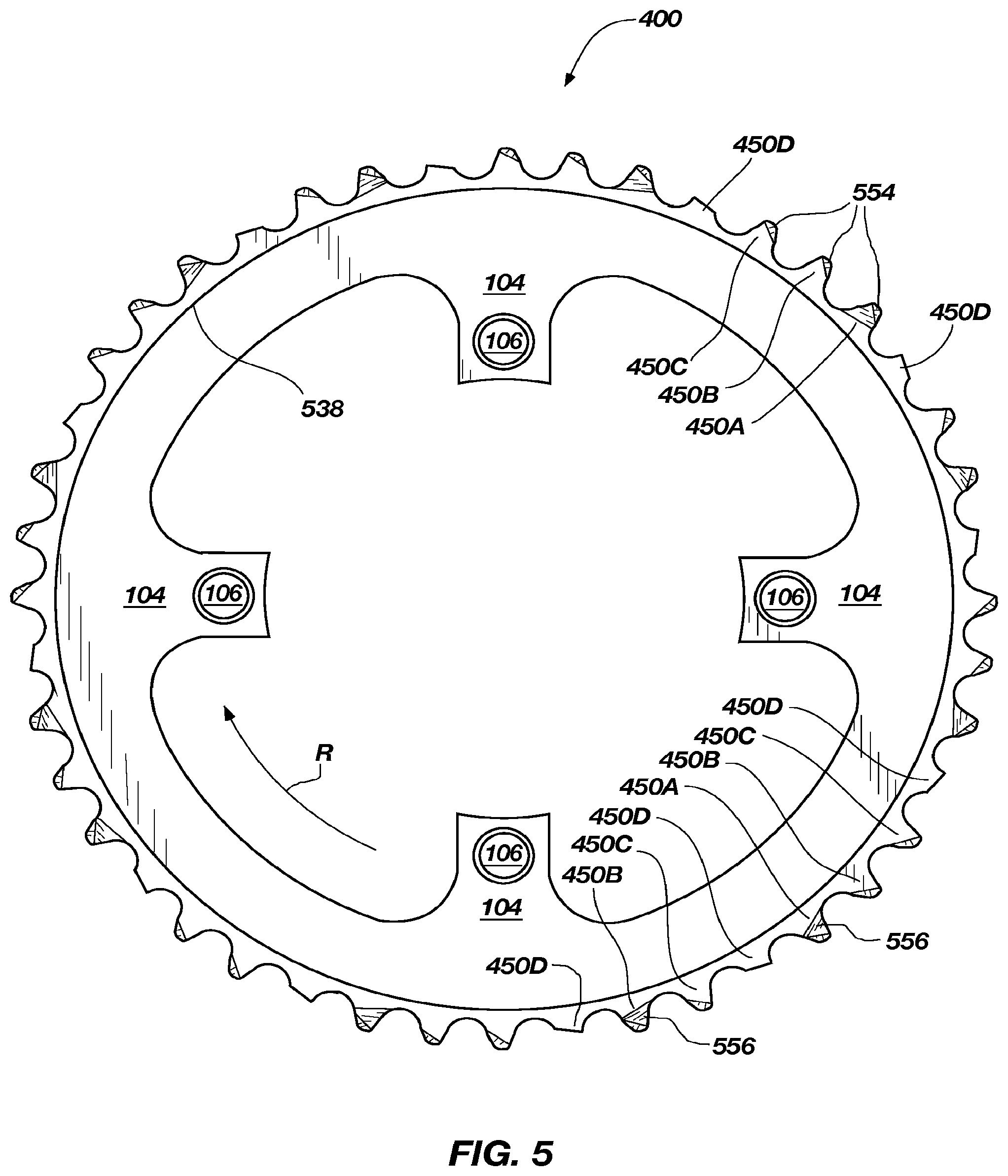 Patent US12129918 Figure 4 – Bicycle chain rings