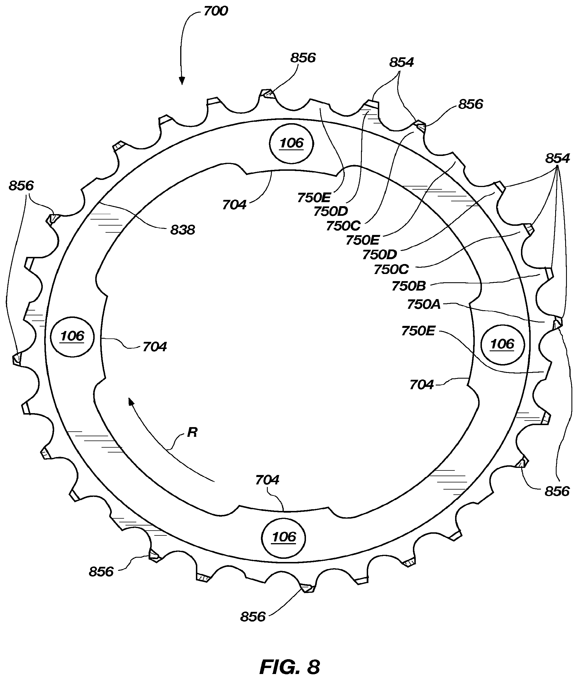 Patent US12129918 Figure 7 – Bicycle chain rings
