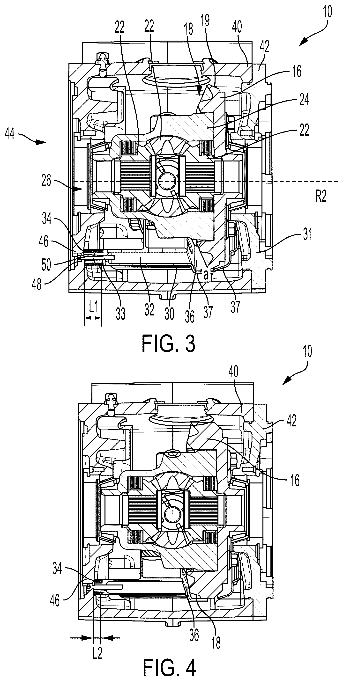 Patent US12129920 Figure 2 – Drive axle assembly with axially adjustable lubricant baffle