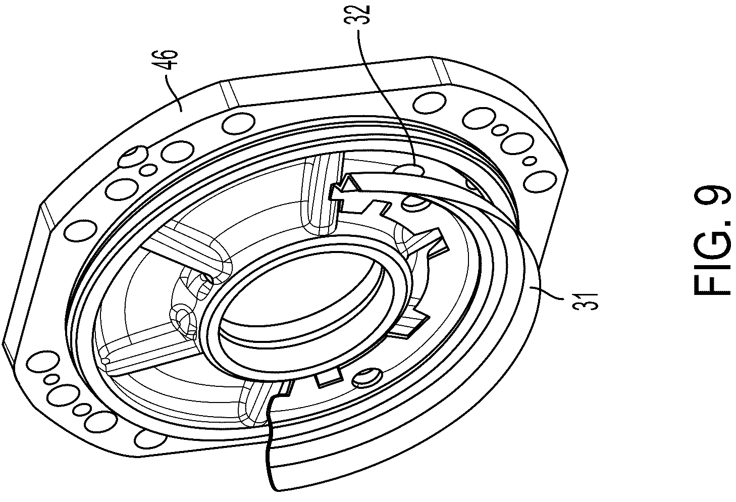 Patent US12129920 Figure 5 – Drive axle assembly with axially adjustable lubricant baffle