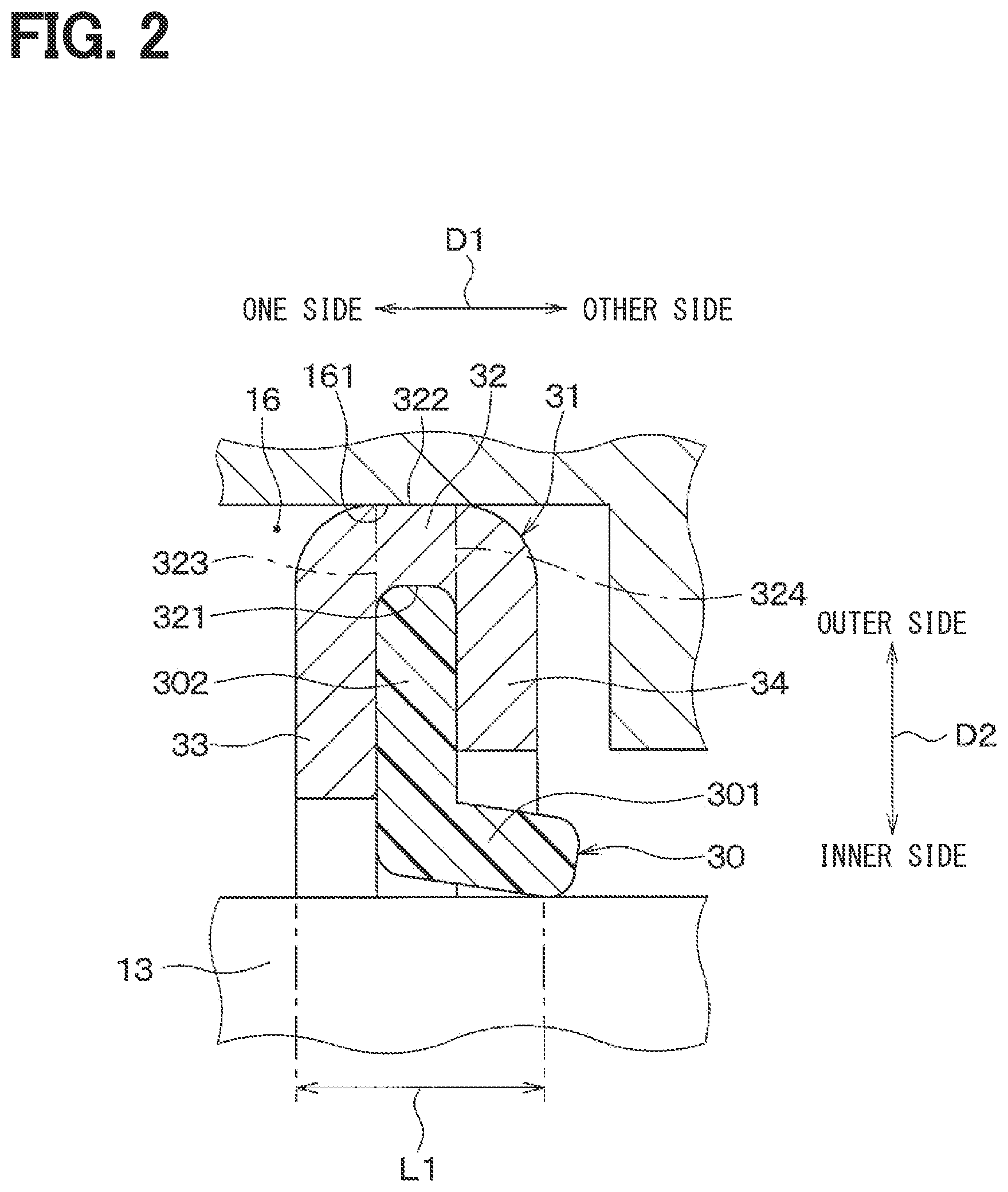 Patent US12129927 Figure 2 – Valve device and method for manufacturing valve device