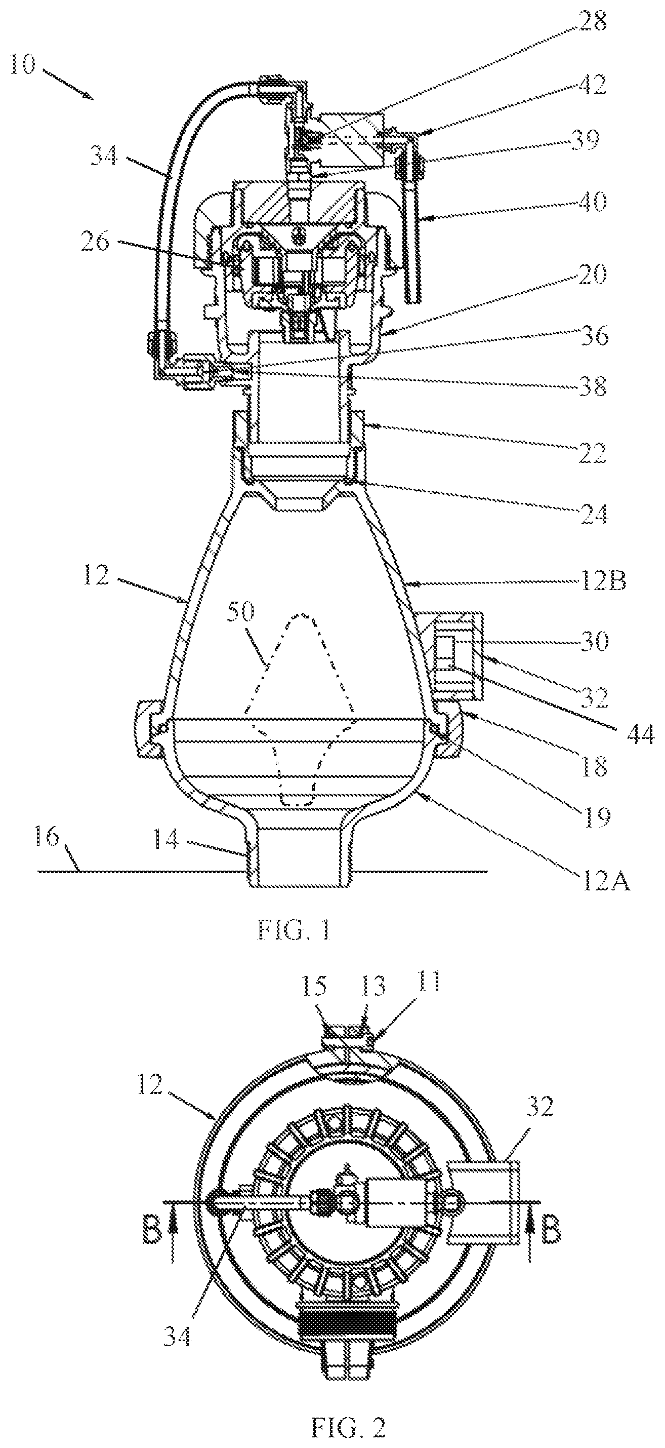 Patent US12129932 Figure 1 – Air valve with external liquid level sensor