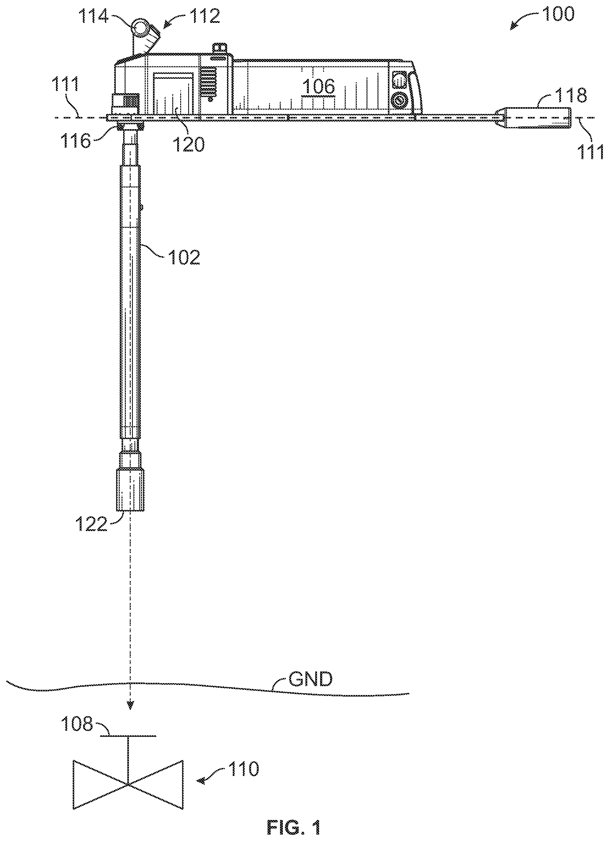 Patent US12129934 Figure 1 – Portable valve operating device for use in exercising valves
