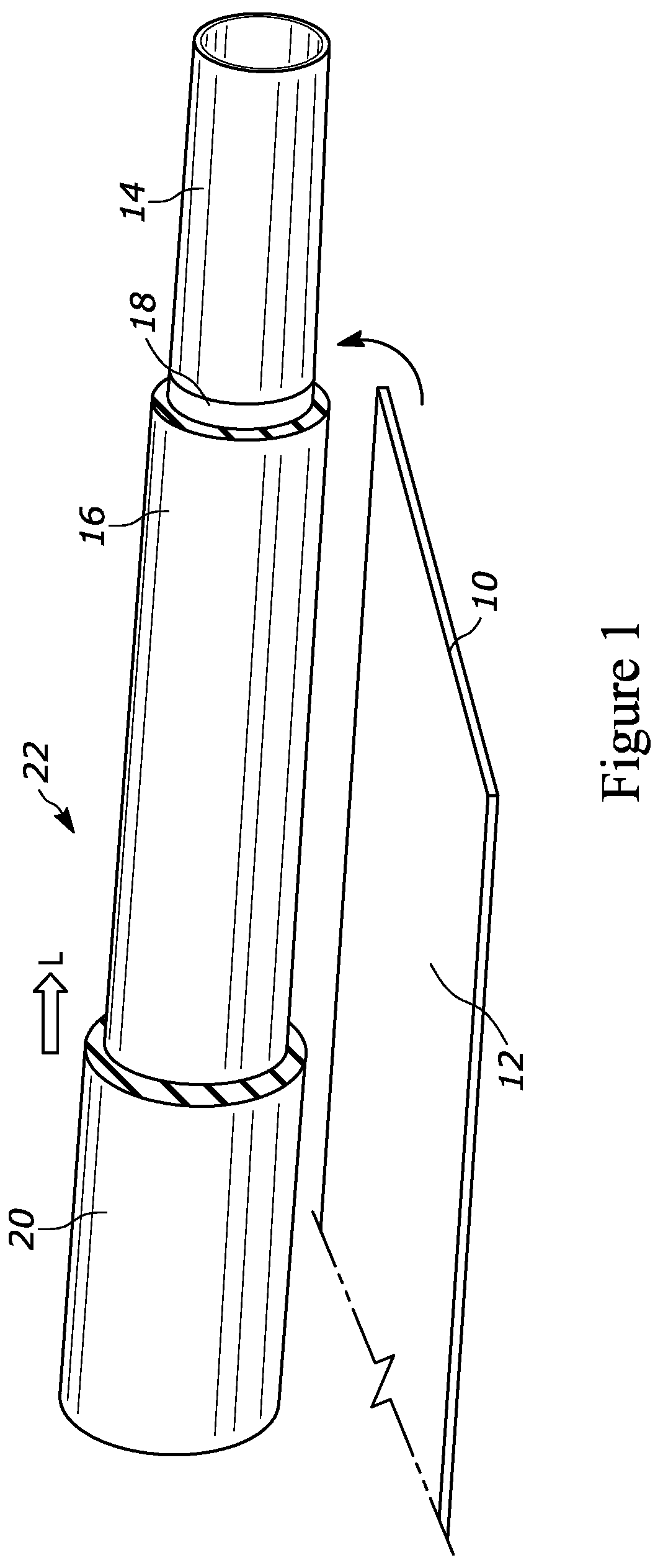 Patent US12129937 Figure 1 – Alternative subprocess for taping wrapped silicon hoses and hose manufactured thereby