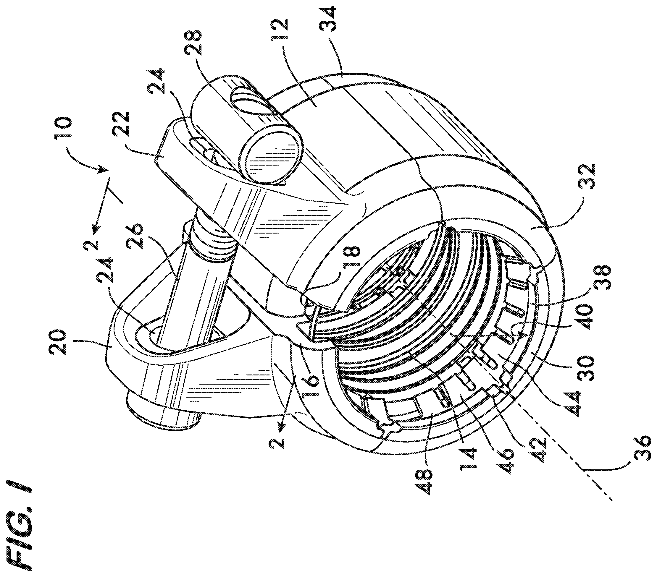 Patent US12129941 — Coupling having arcuate stiffness ribs — Figure 1