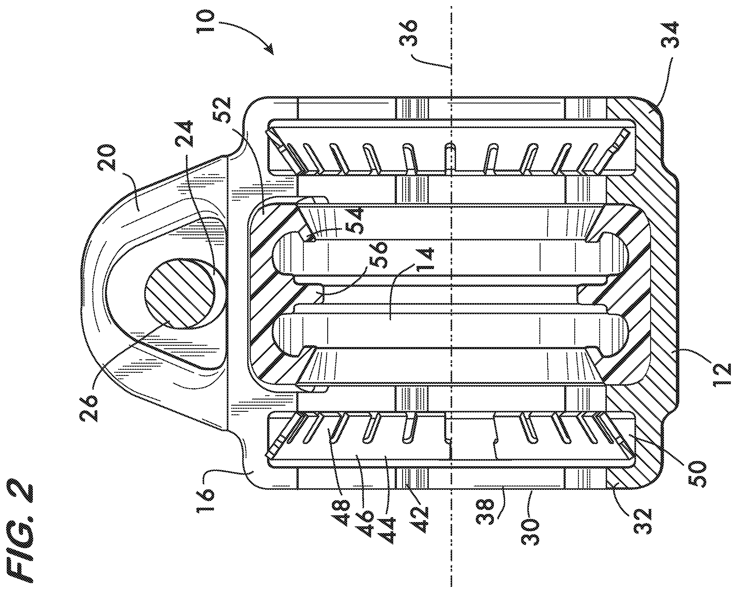 Patent US12129941 Figure 2 – Coupling having arcuate stiffness ribs