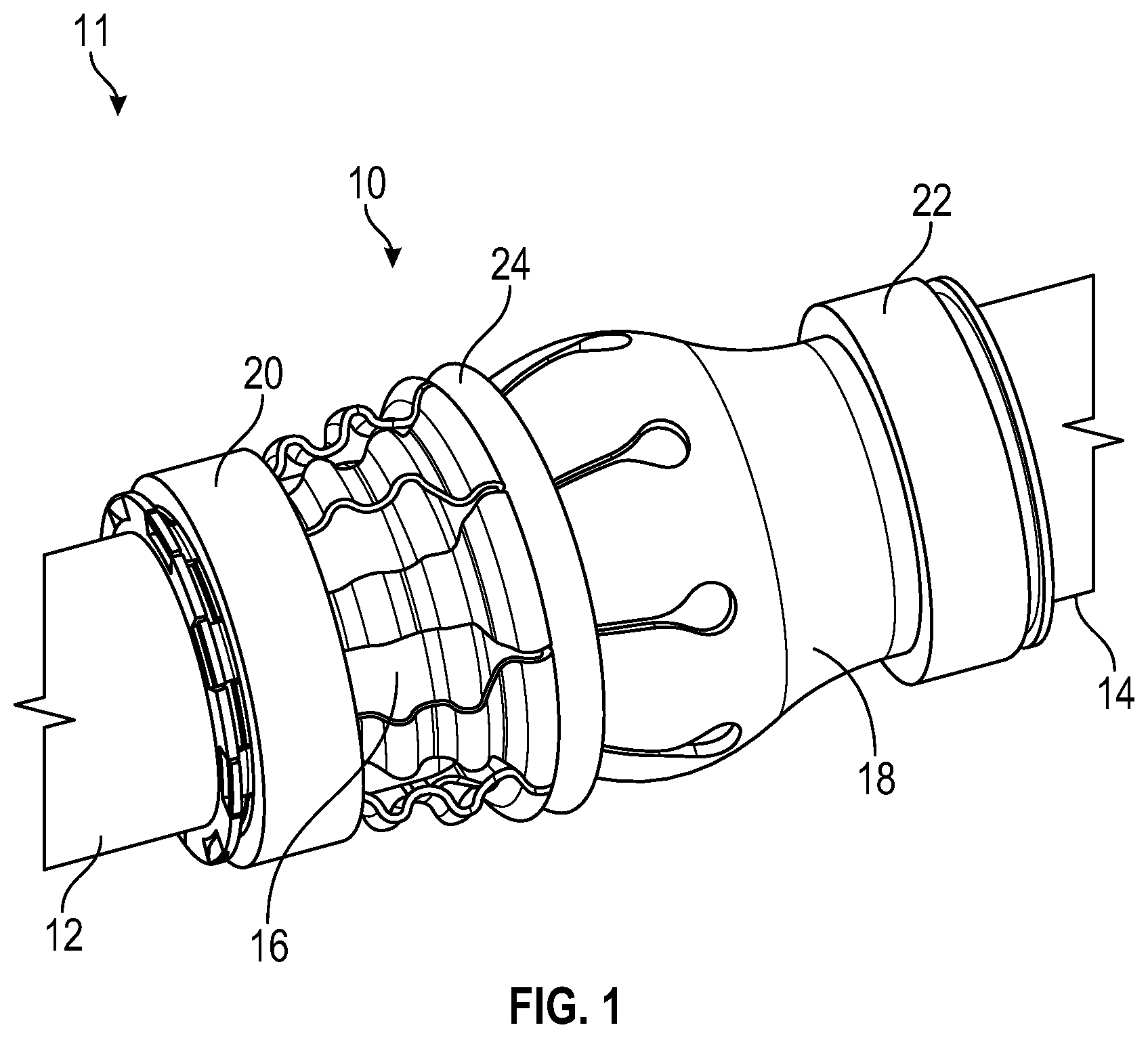 Patent US12129945 Figure 1 – Tube assembly