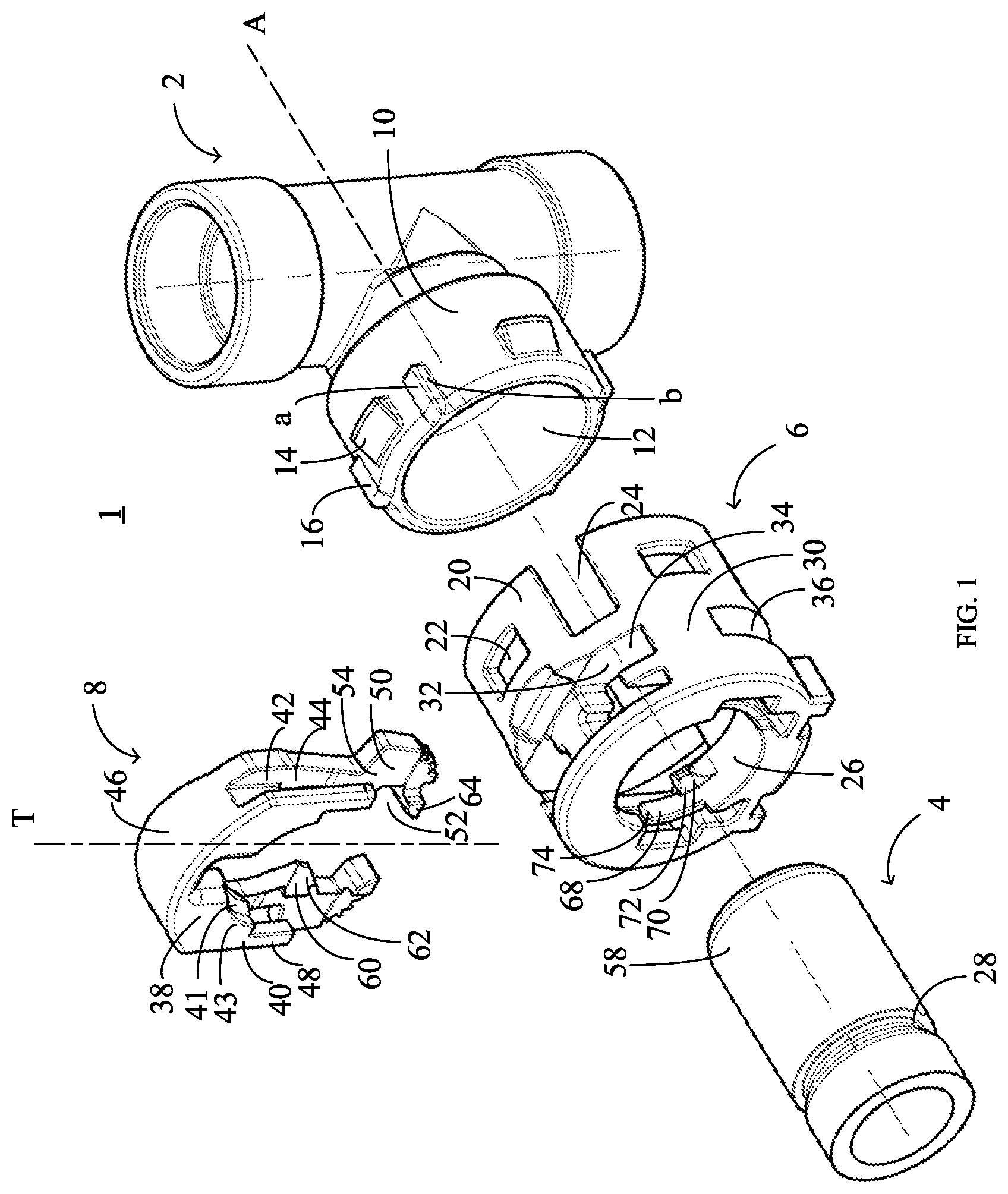 Patent US12129947 Figure 1 – Quick connector