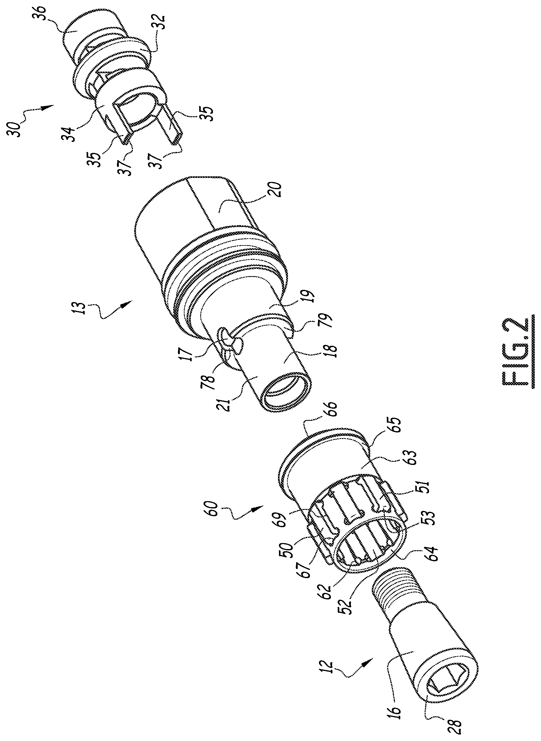 Patent US12129949 Figure 2 – Coupling element for a fluidic connection to a terminal
