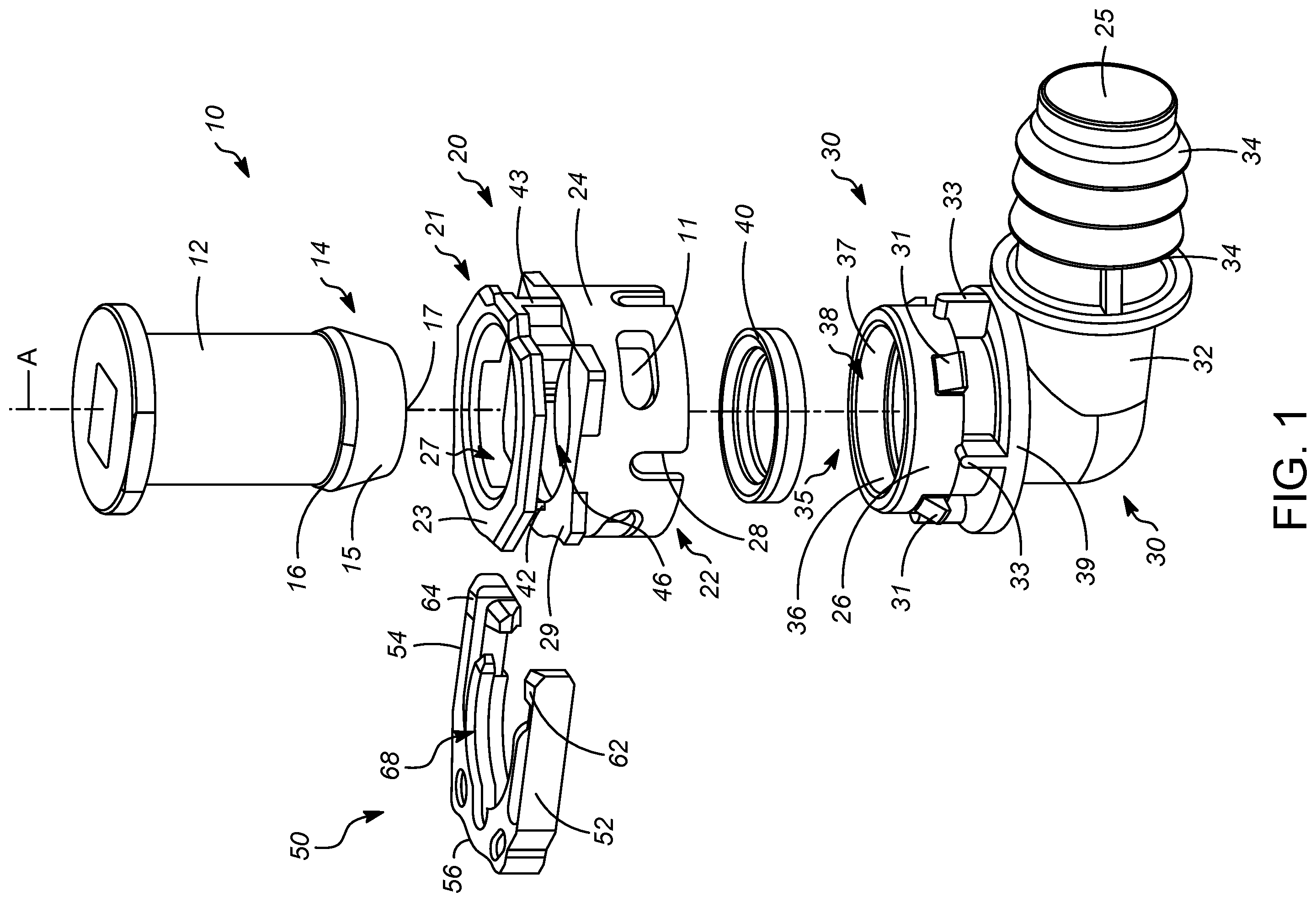Patent US12129951 Figure 1 – Quick connector