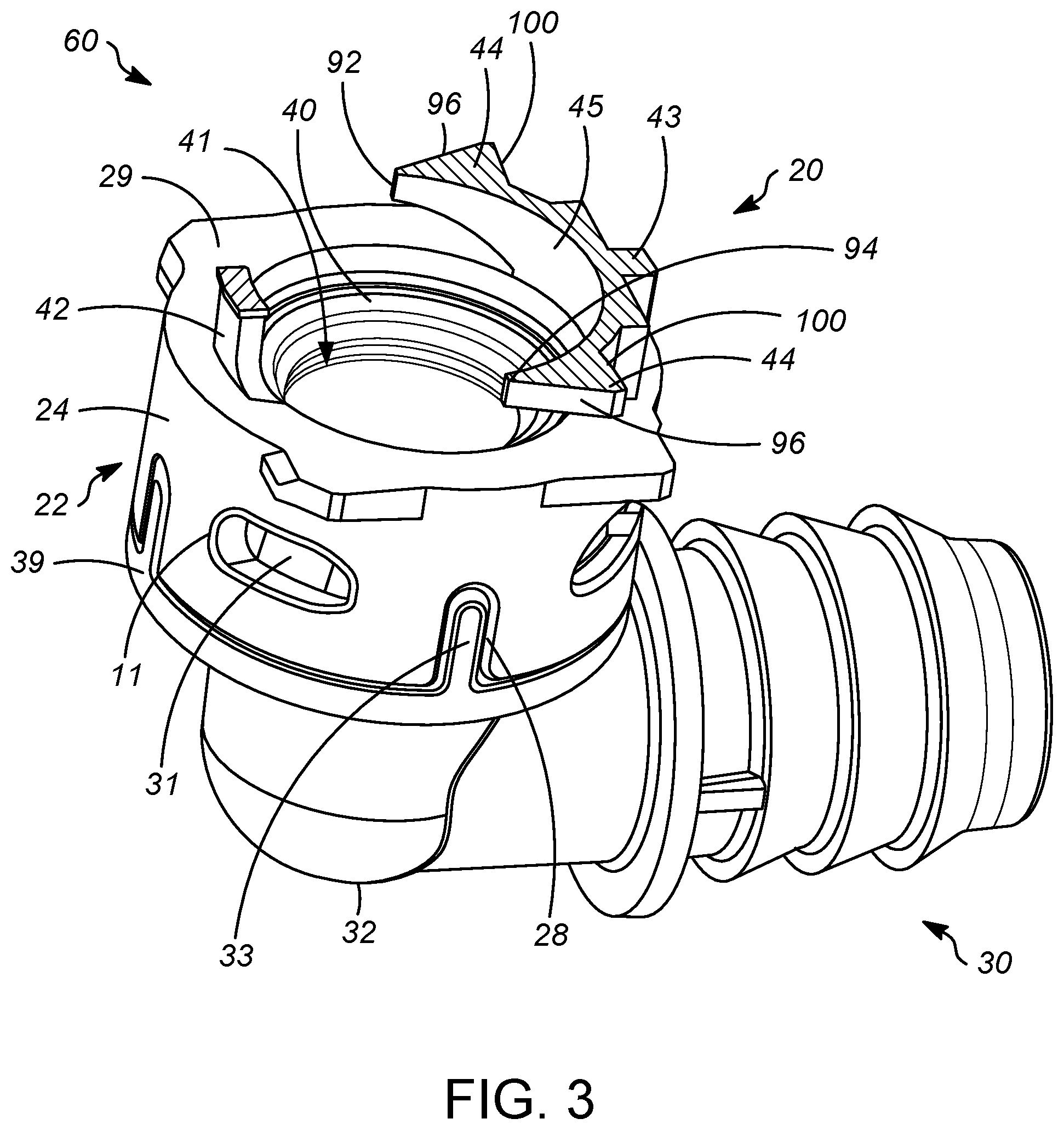 Patent US12129951 Figure 3 – Quick connector