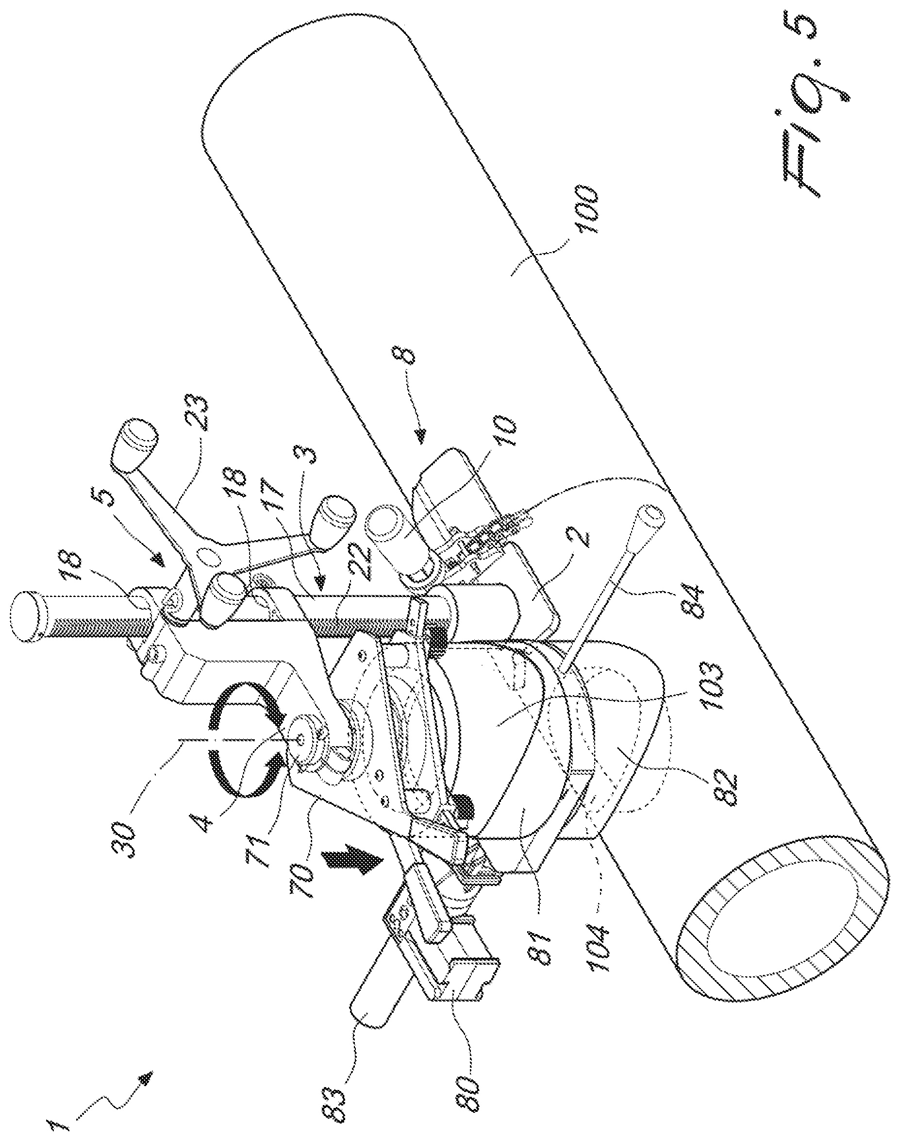 Patent US12129953 Figure 5 – Pipe processing apparatus, particularly for forming branches on pipes made of thermoplastic material