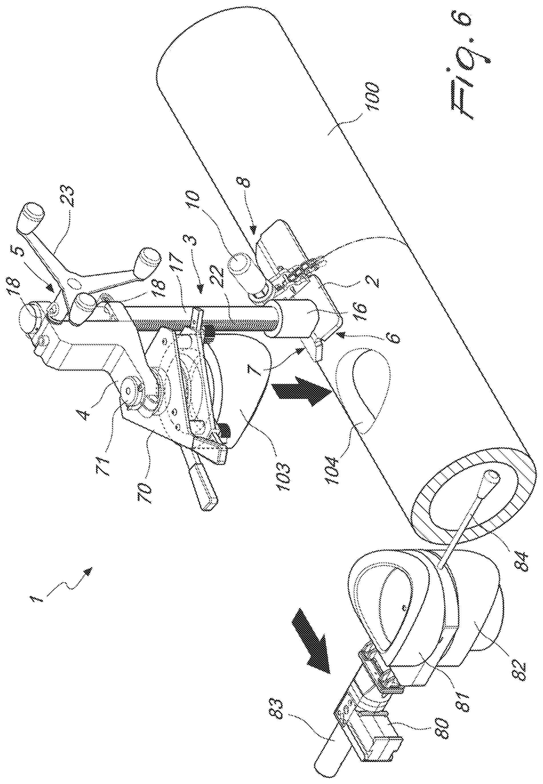 Patent US12129953 Figure 6 – Pipe processing apparatus, particularly for forming branches on pipes made of thermoplastic material