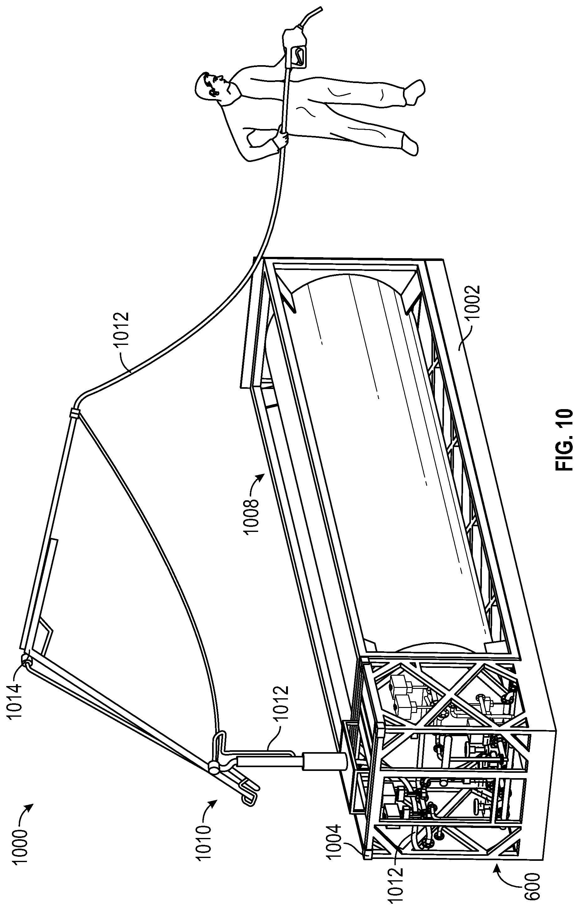 Patent US12129969 Figure 11 – Apparatus, system, and method for temporary liquid commodity transfer stations