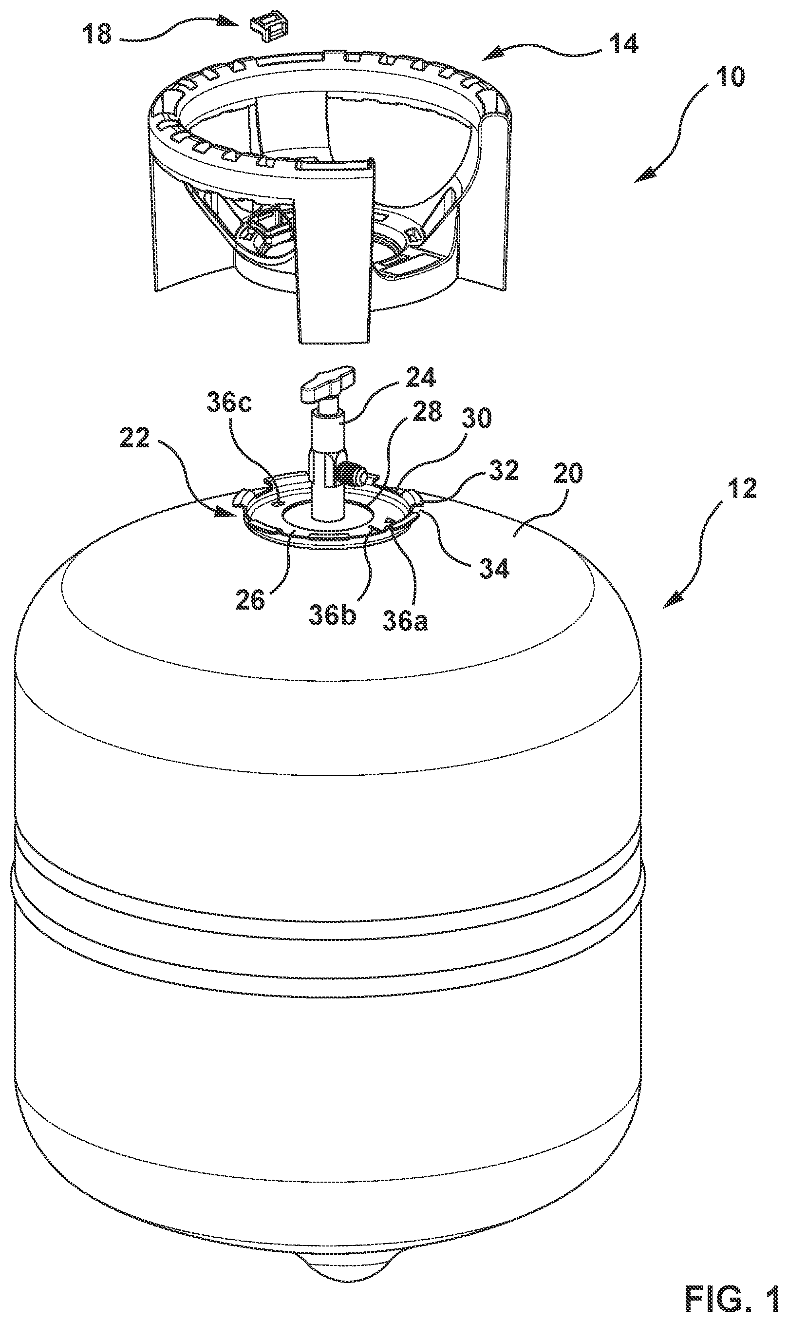Patent US12129970 Figure 1 – Handle for a portable cylinder